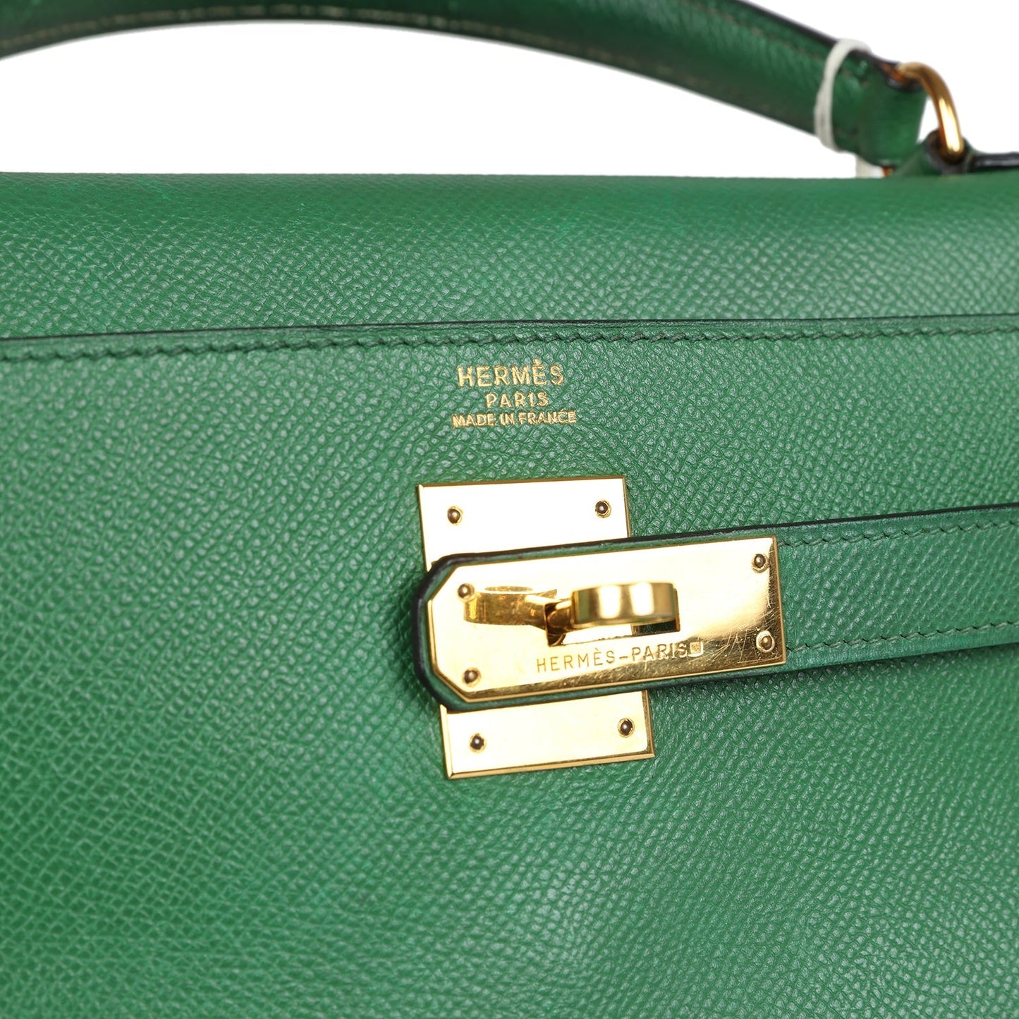 Vintage Hermes Kelly Retourne 32 Vert Bengale Courchevel Gold Hardware