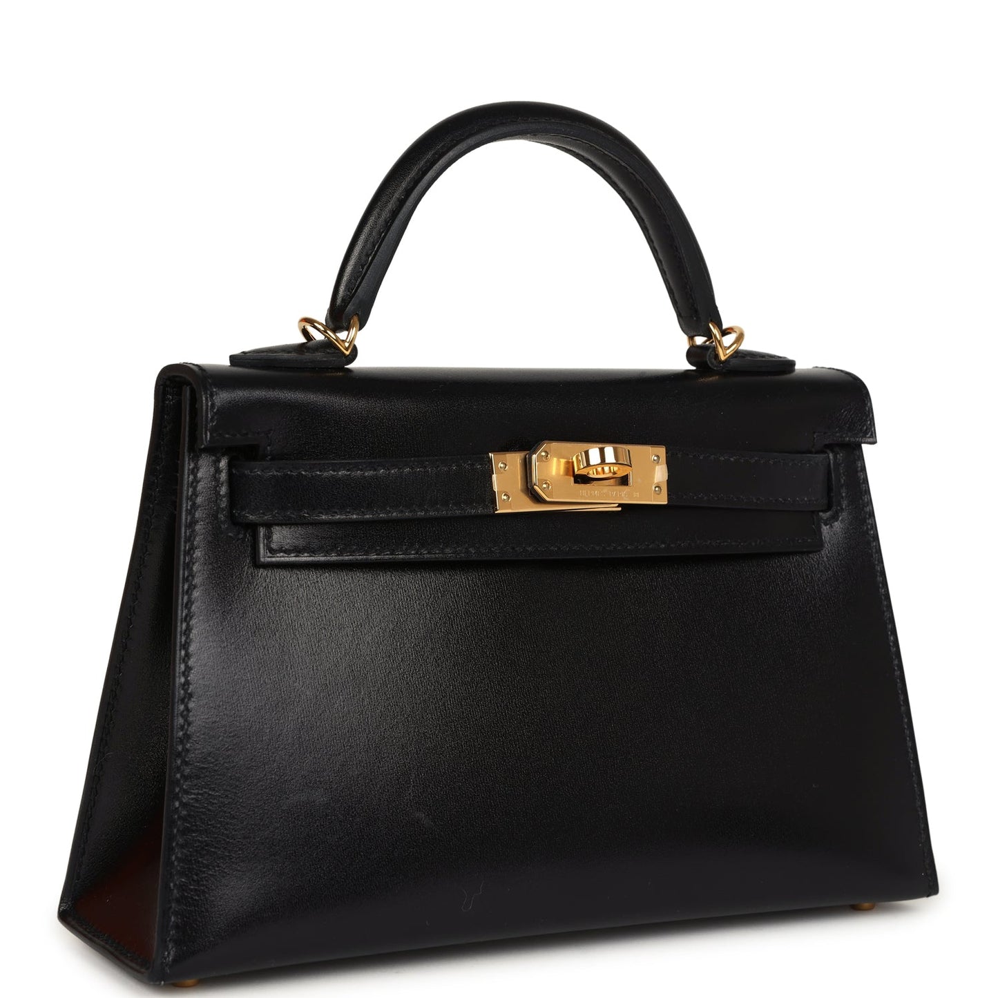 Pre-owned Hermes Kelly Sellier 20 Black Box Gold Hardware