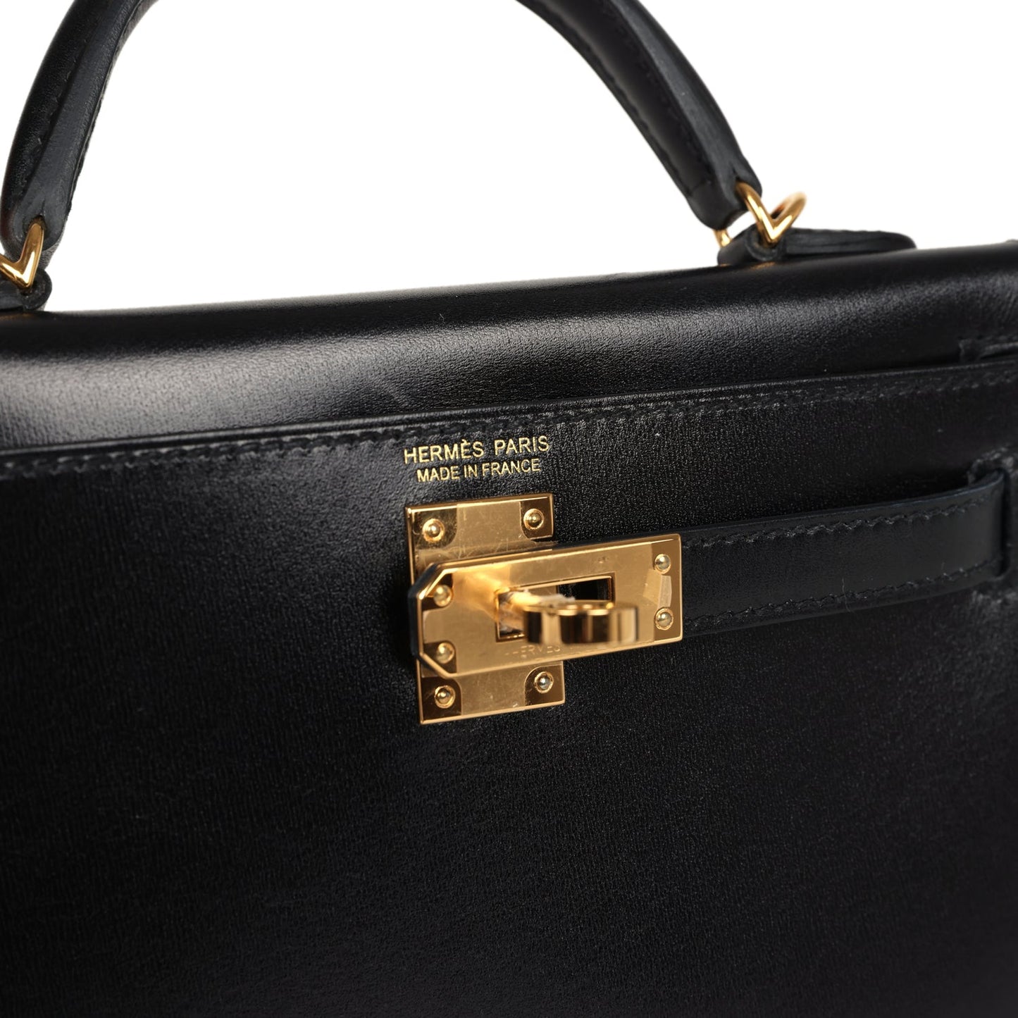 Pre-owned Hermes Kelly Sellier 20 Black Box Gold Hardware