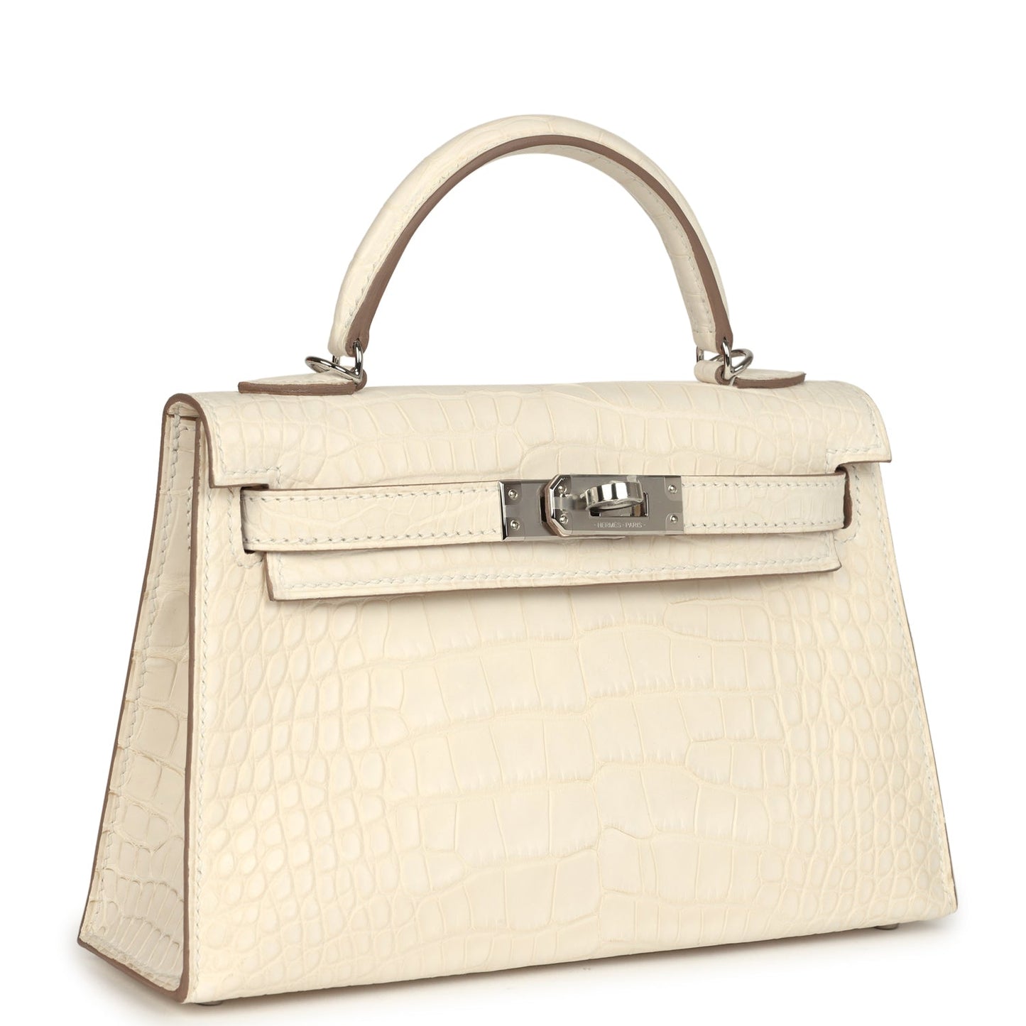 Hermes Kelly Sellier 20 Nata Matte Alligator Palladium Hardware