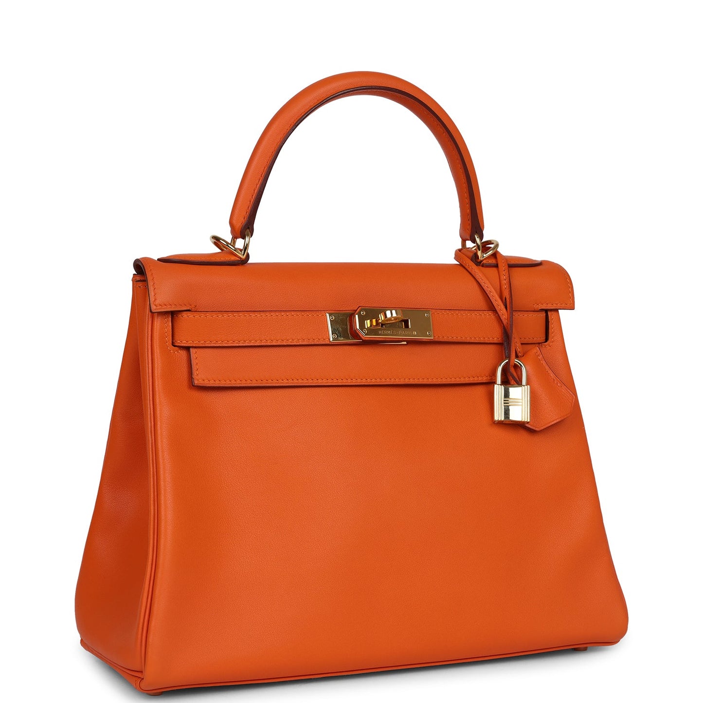 Vintage Hermes Kelly Retourne 28 Orange Gulliver Gold Hardware