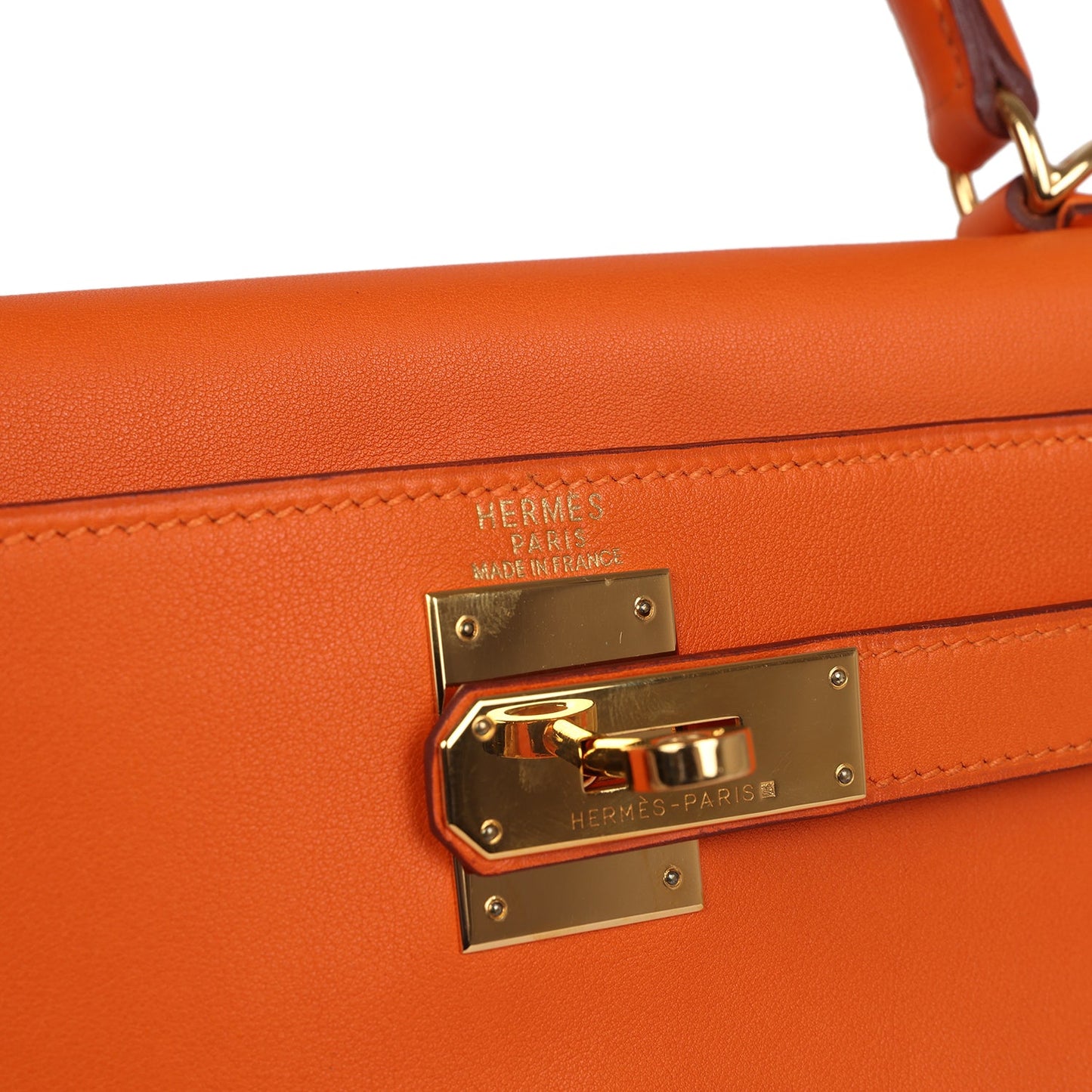 Vintage Hermes Kelly Retourne 28 Orange Gulliver Gold Hardware