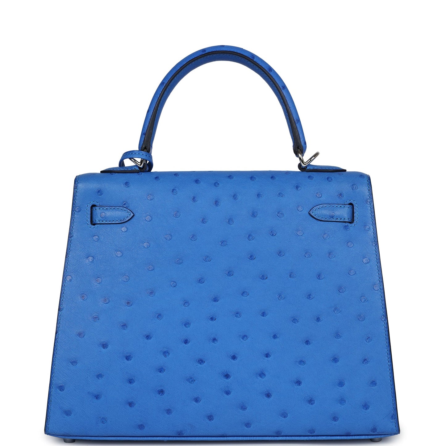 Hermes Kelly Sellier 25 Bleuet Ostrich Palladium Hardware