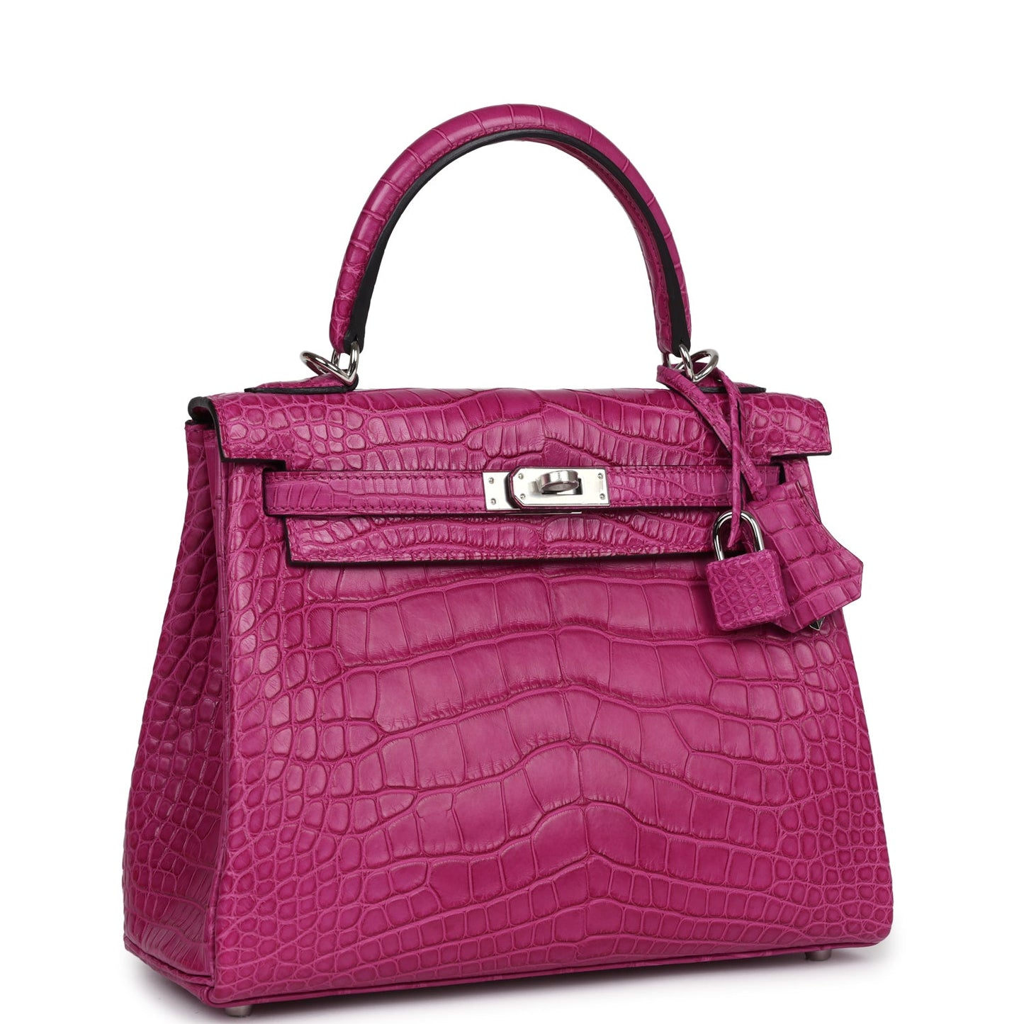 Hermes Kelly Retourne 25 Rose Sheherazade Matte Alligator Palladium Hardware