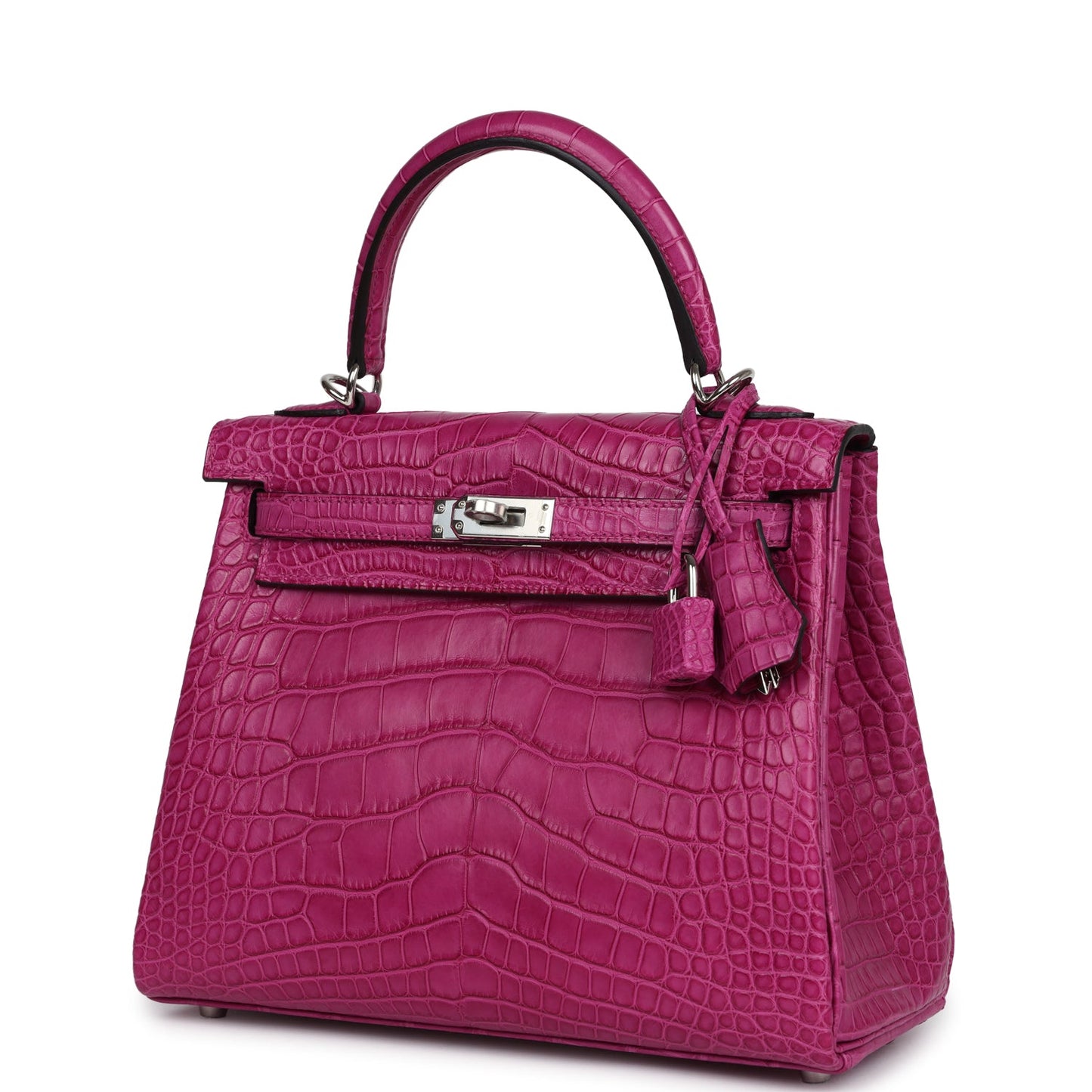 Hermes Kelly Retourne 25 Rose Sheherazade Matte Alligator Palladium Hardware