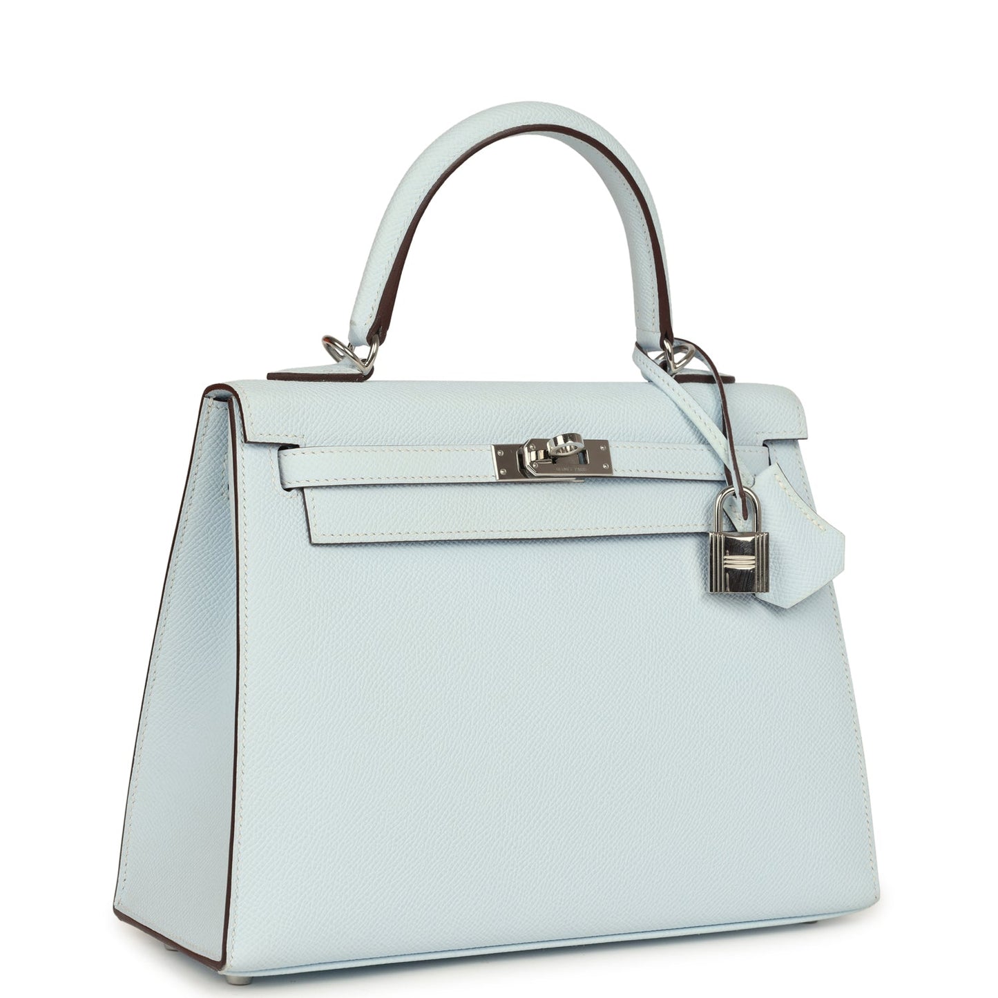 Pre-owned Hermes Kelly Sellier 25 Bleu Brume Epsom Palladium Hardware