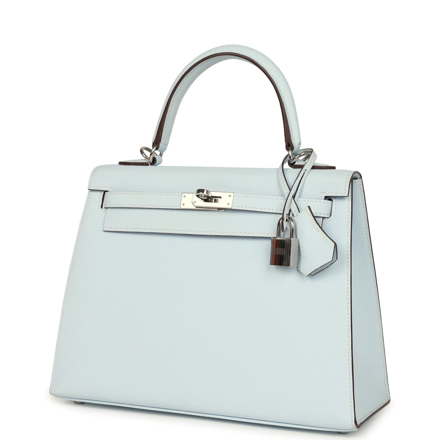 Pre-owned Hermes Kelly Sellier 25 Bleu Brume Epsom Palladium Hardware