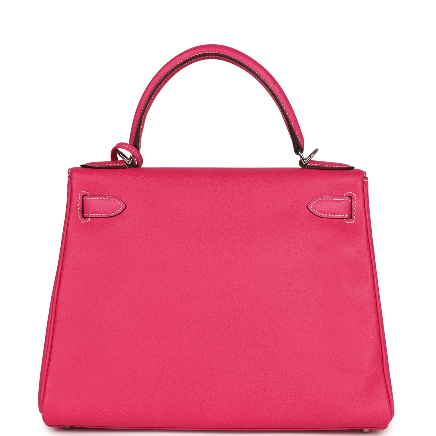 Pre-owned Hermes Kelly Retourne 28 Rose Tyrien Candy Epsom Palladium Hardware