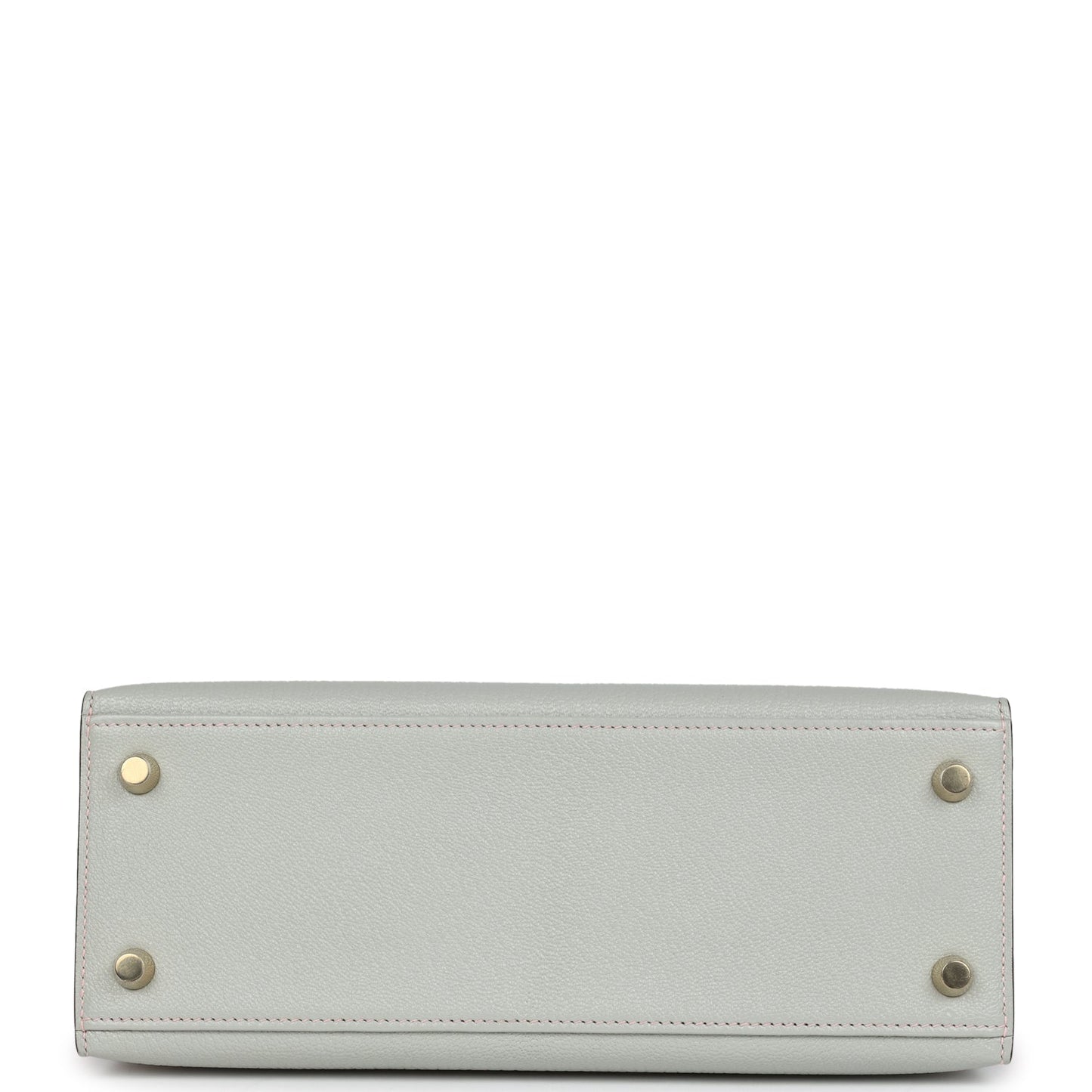 Hermes Special Order (HSS) Kelly Sellier 25 Gris Perle and Rose Sakura Chevre Brushed Gold Hardware