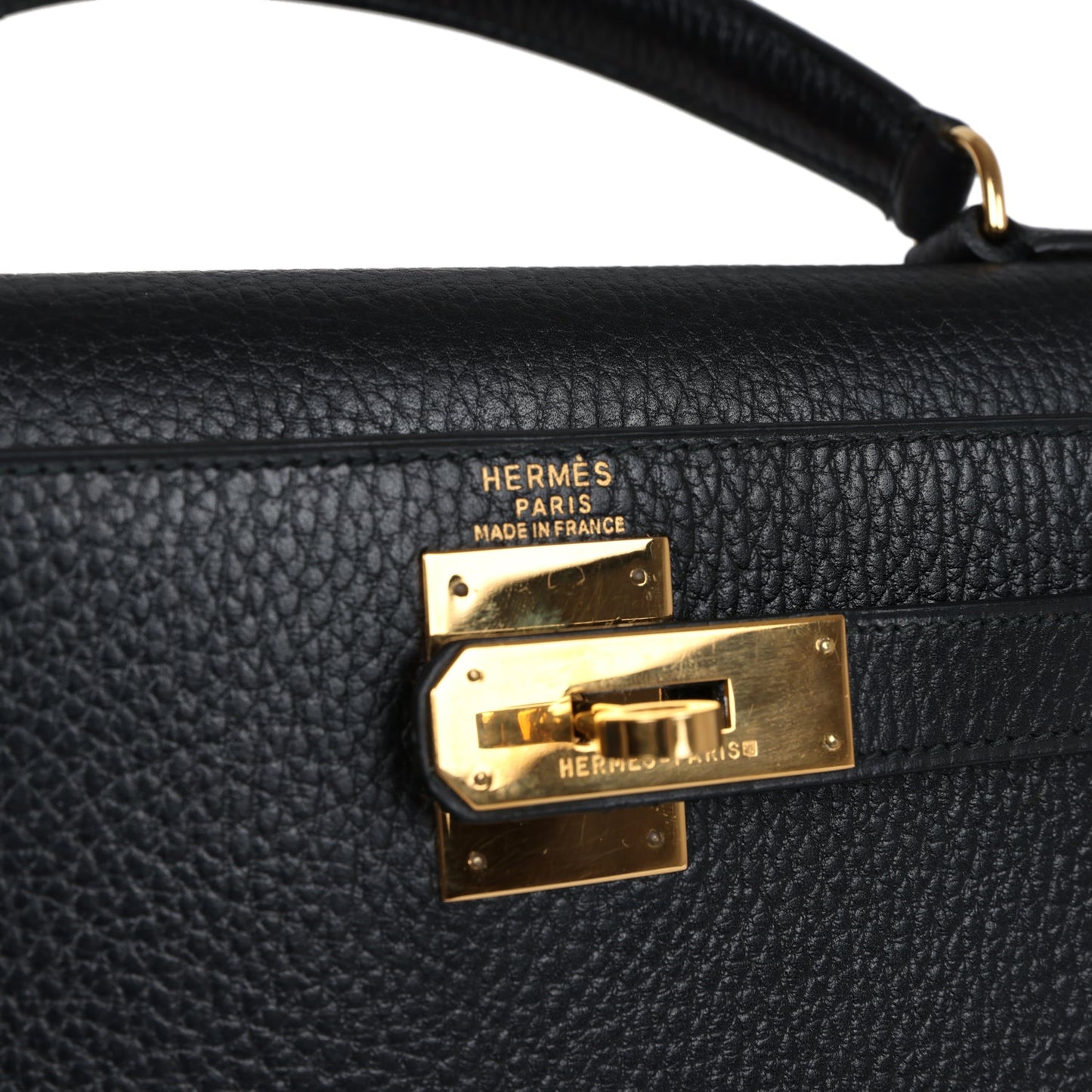 Vintage Hermes Kelly Sellier 28 Black Ardennes Gold Hardware