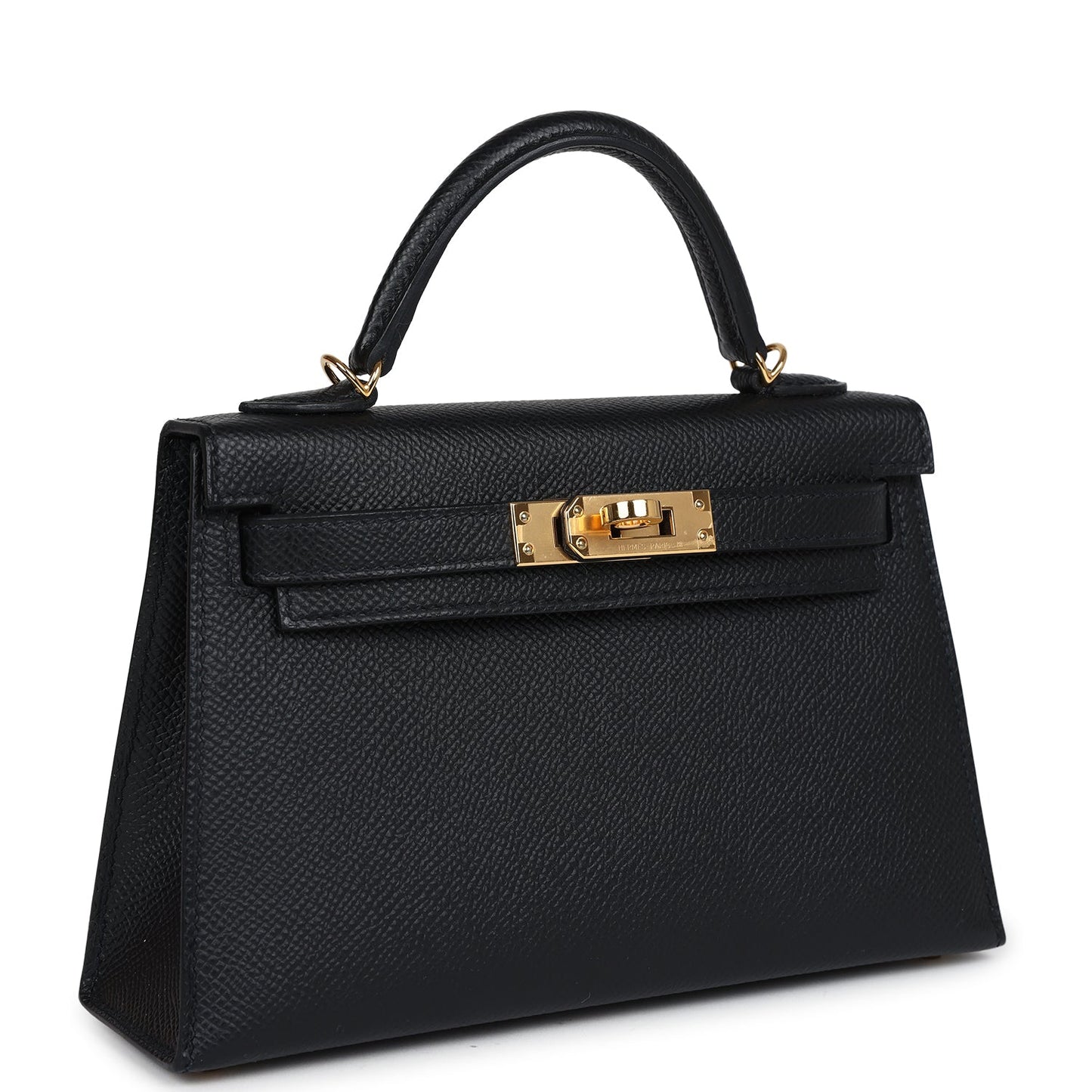 Pre-owned Hermes Kelly Sellier 20 Black Epsom Gold Hardware