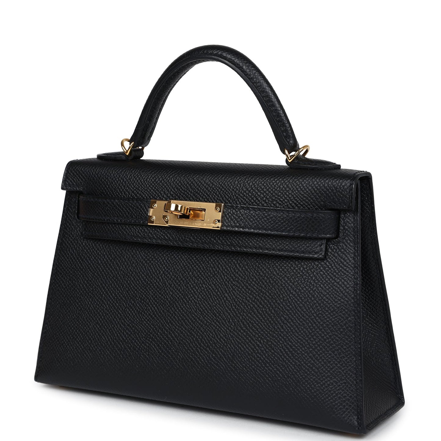 Pre-owned Hermes Kelly Sellier 20 Black Epsom Gold Hardware