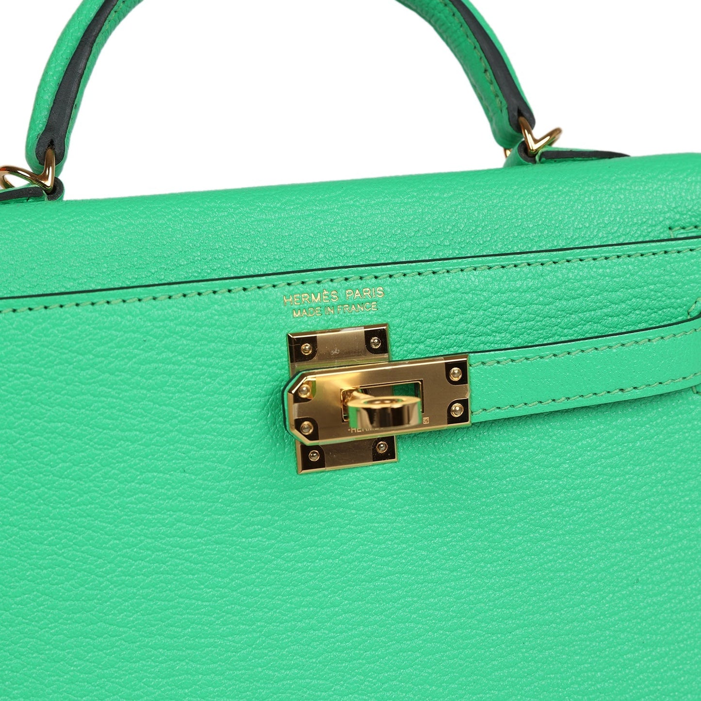 Hermes Kelly Sellier 20 Vert Comics Chevre Mysore Gold Hardware