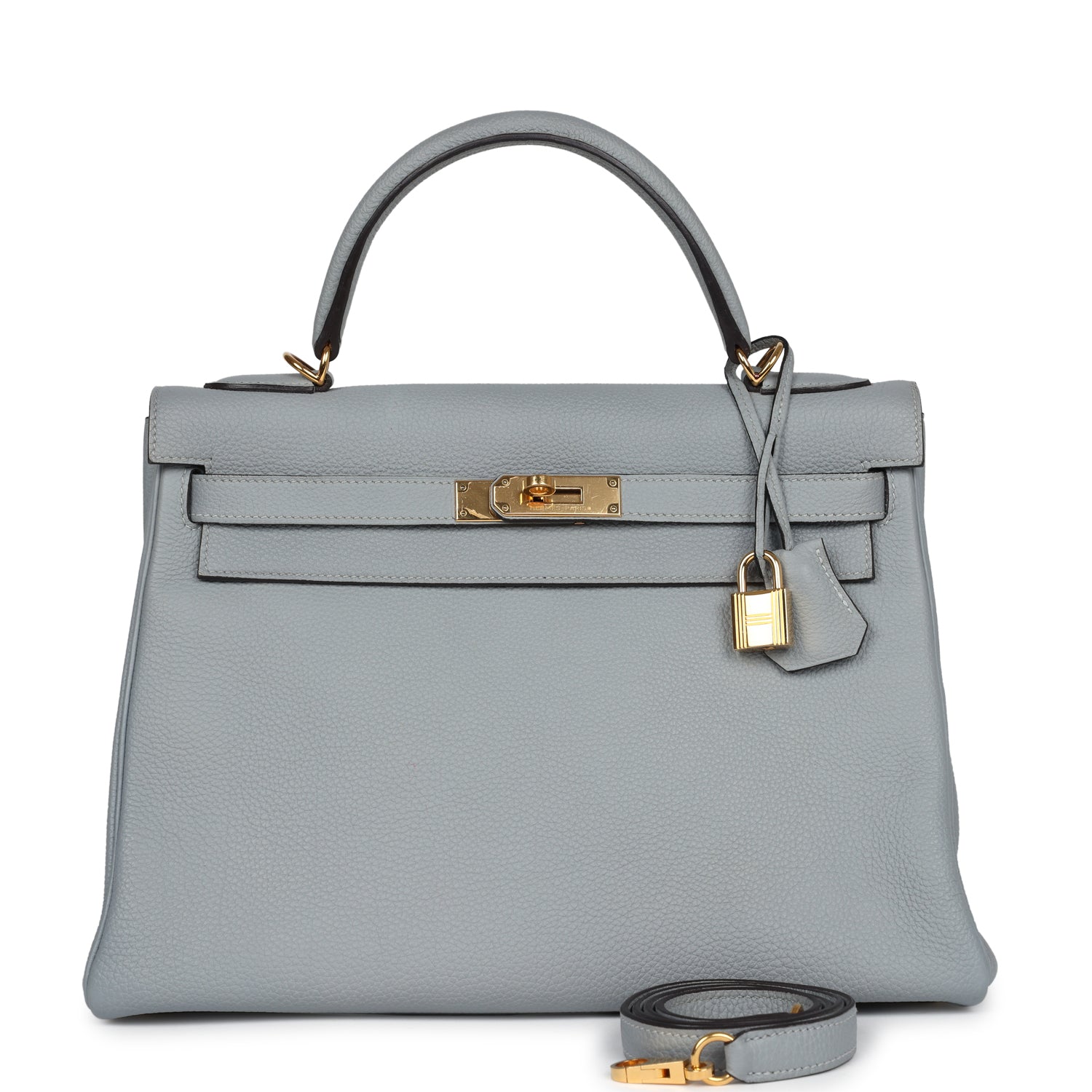 Pre-owned Hermes Kelly Retourne 32 Bleu Glacier Togo Gold Hardware - Bob Flawless Skincare 