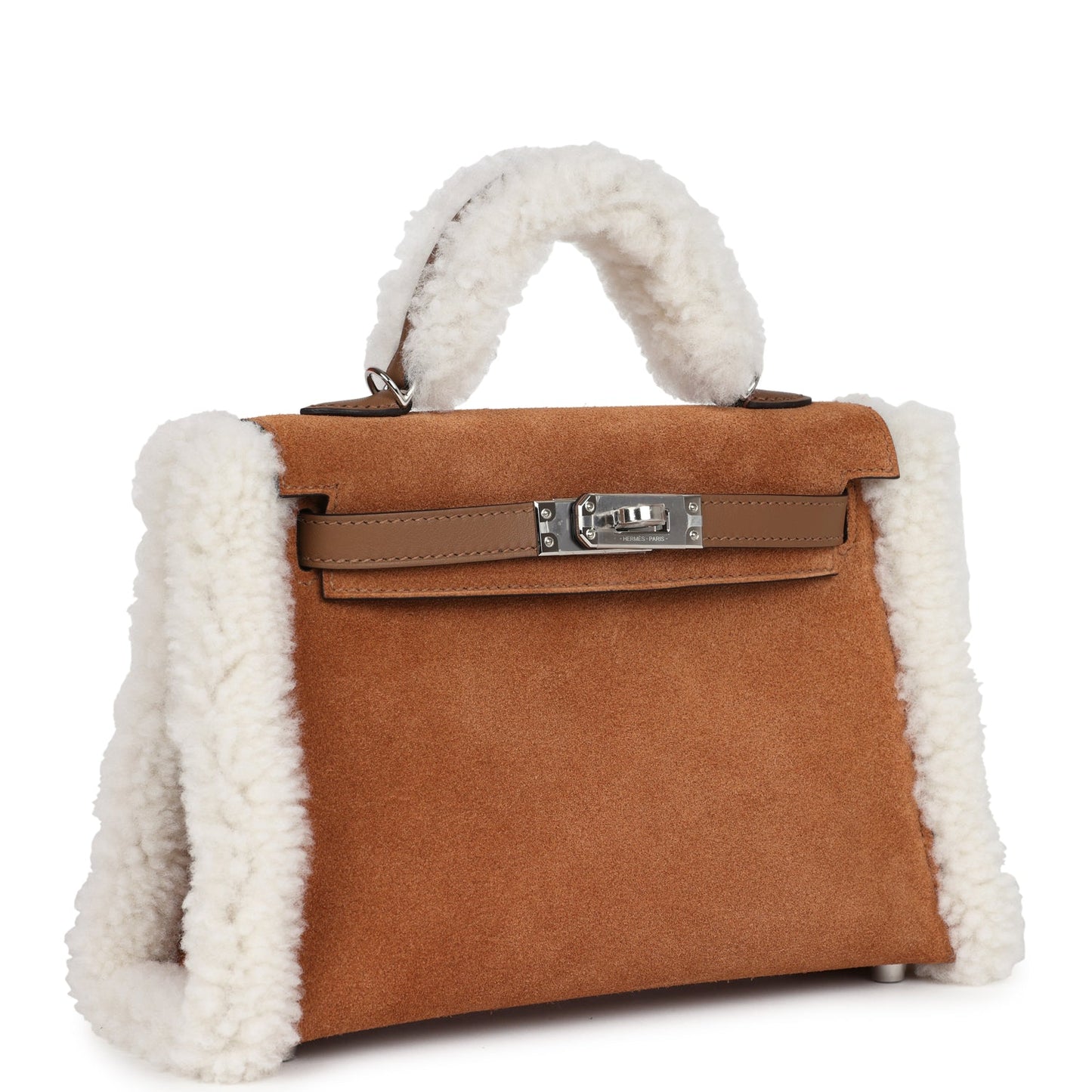 Hermes Teddy Kelly 20 Chamois Shearling and Swift Palladium Hardware