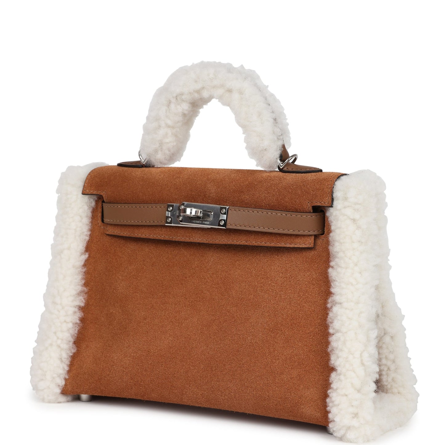 Hermes Teddy Kelly 20 Chamois Shearling and Swift Palladium Hardware