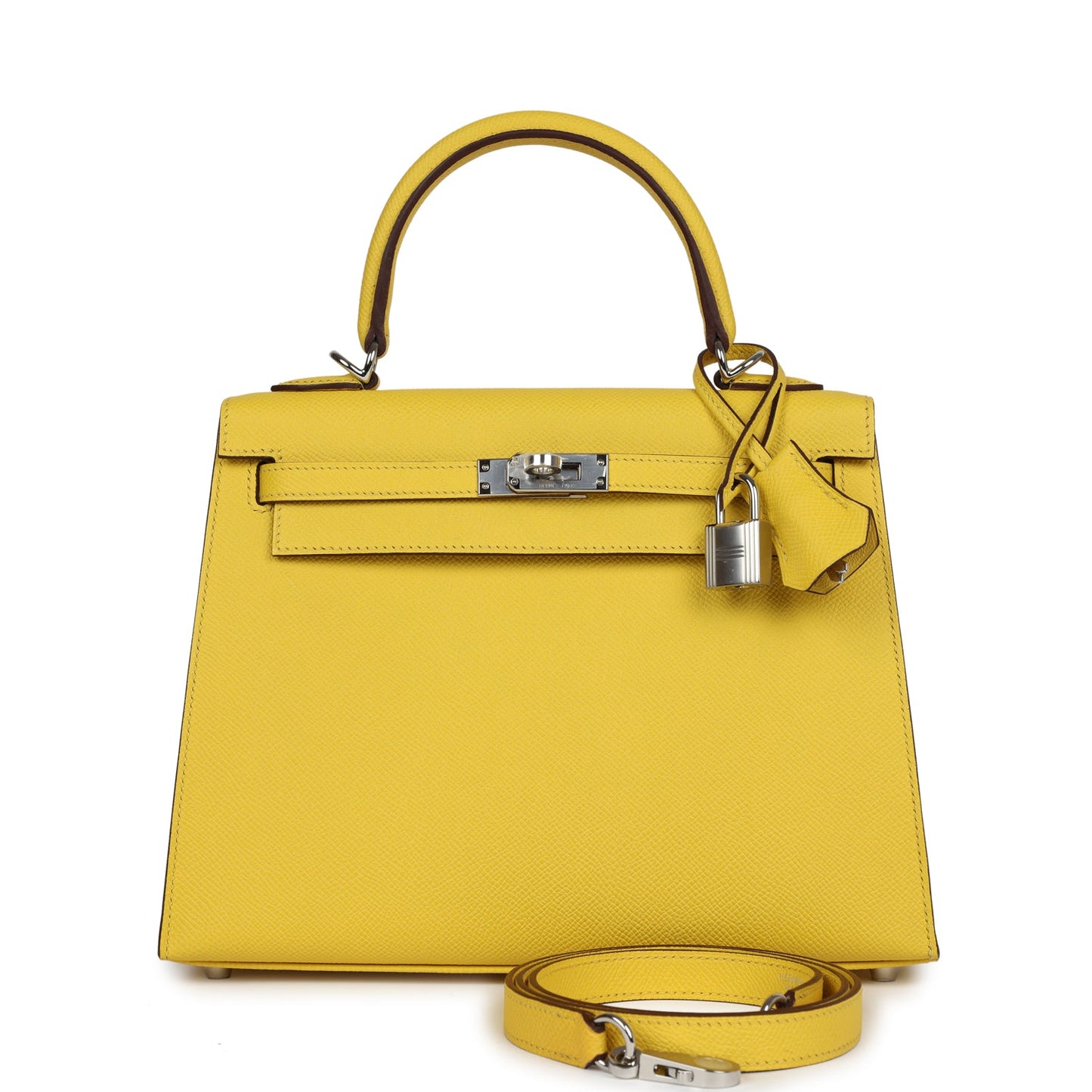 Hermes Kelly Sellier 25 Jaune De Naples Epsom Palladium Hardware