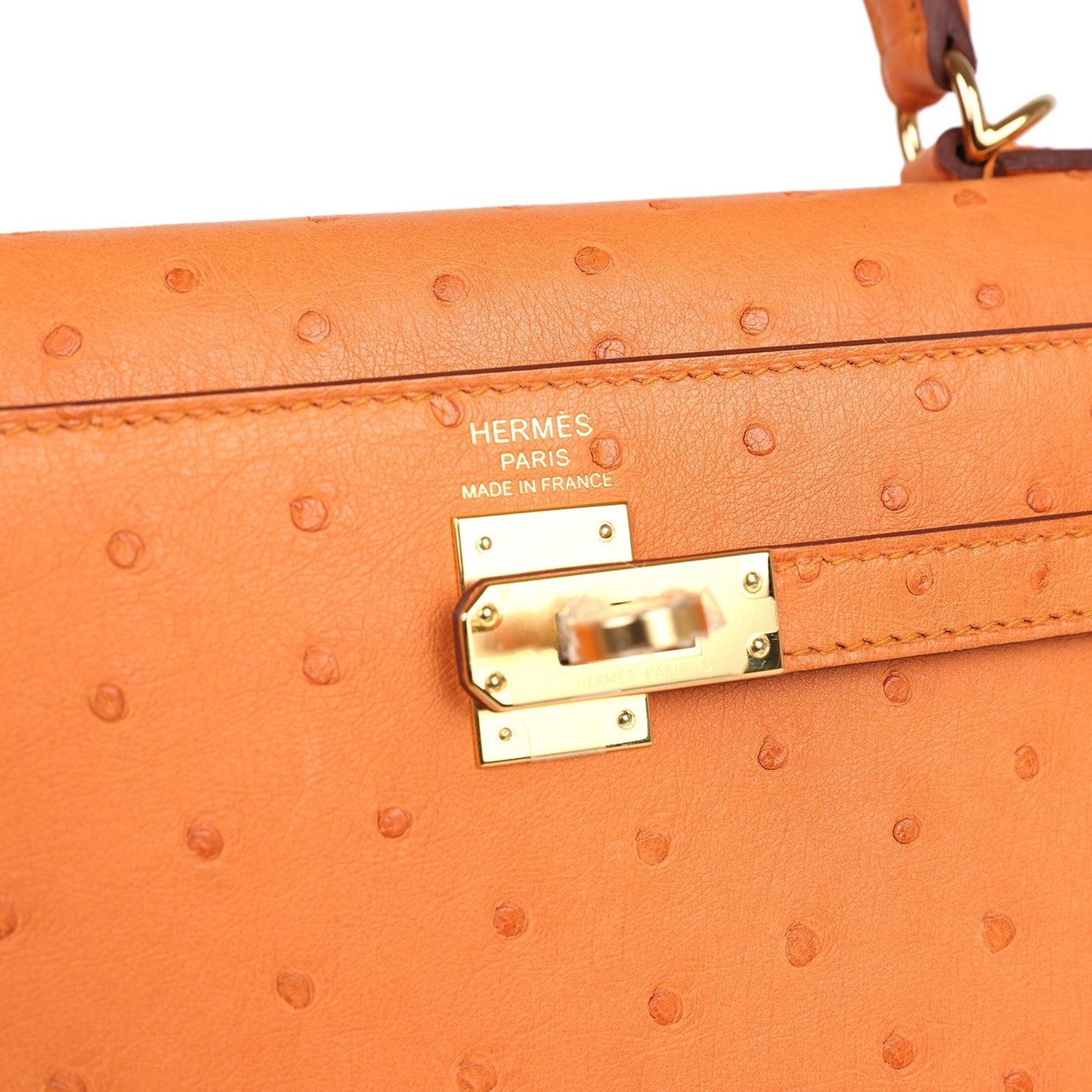 Hermes Kelly Sellier 25 Abricot Ostrich Gold Hardware