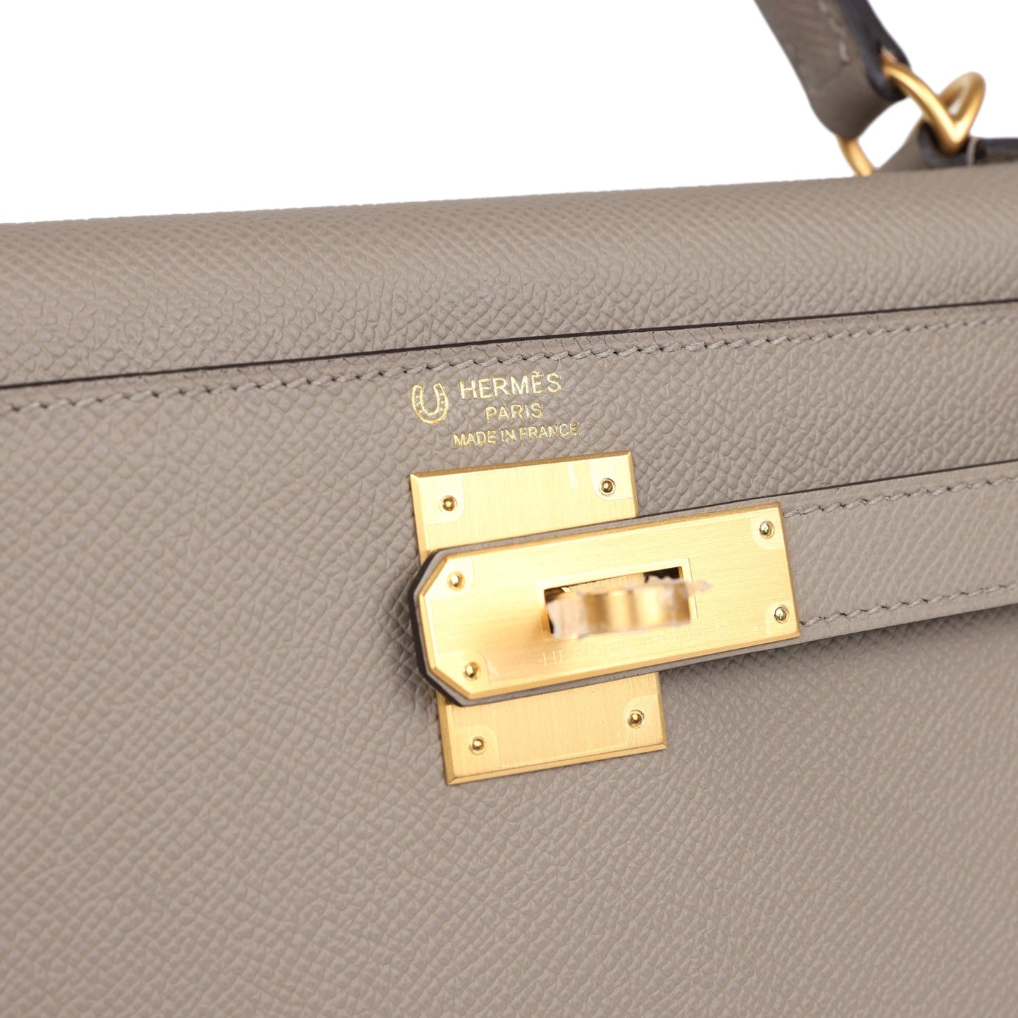 Hermes Special Order (HSS) Kelly Sellier 28 Gris Asphalte Verso Epsom Brushed Gold Hardware