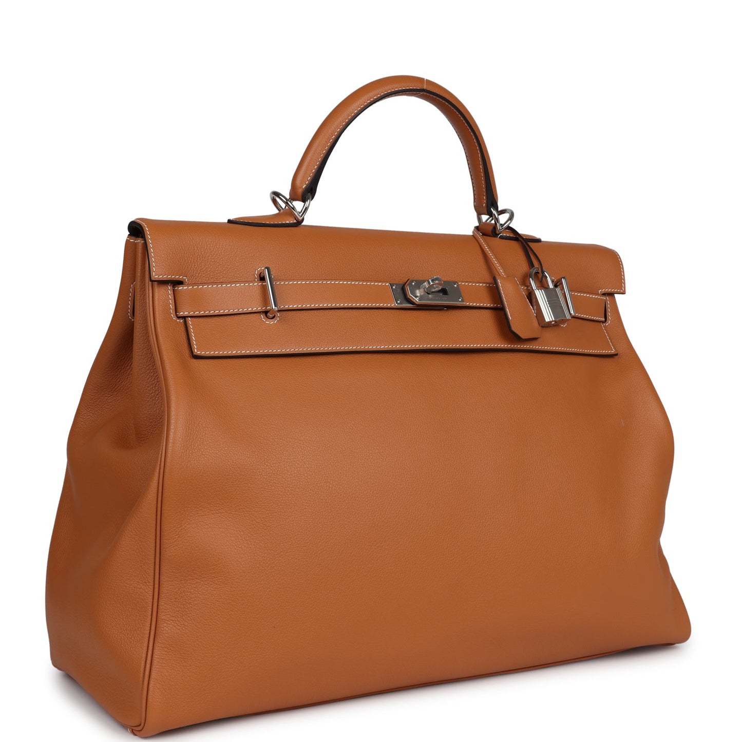 Hermes Kelly Voyage 50 Toffee Evercolor Palladium Hardware