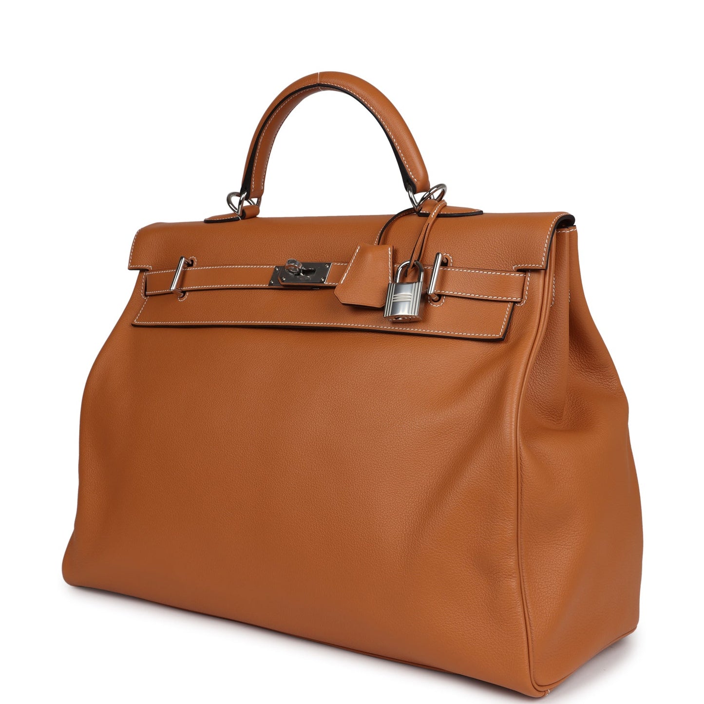 Hermes Kelly Voyage 50 Toffee Evercolor Palladium Hardware