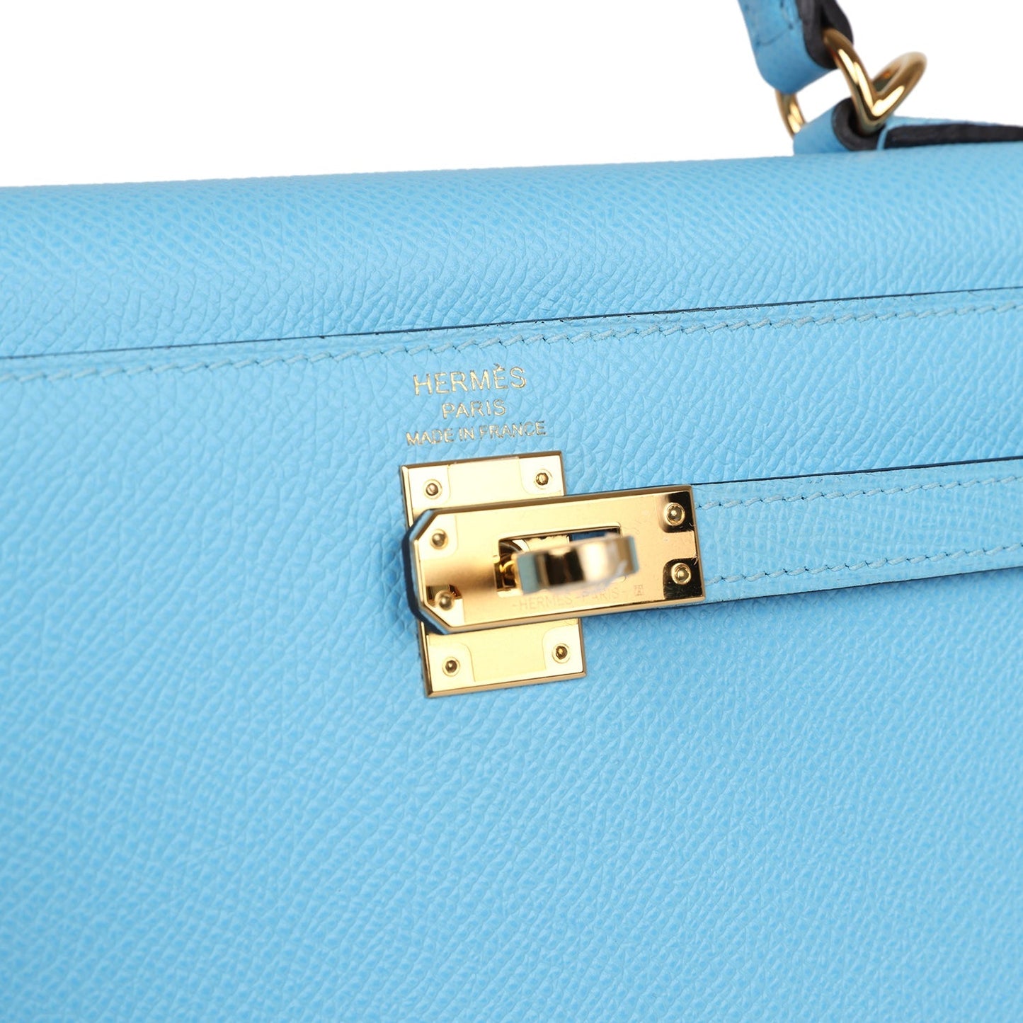 Hermes Kelly Sellier 25 Celeste Epsom Gold Hardware