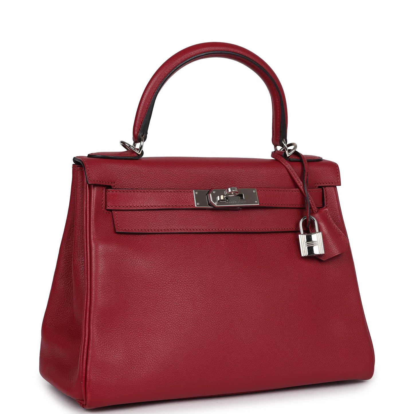 Pre-owned Hermes Kelly Retourne 28 Rouge Grenat Evercolor Palladium Hardware - Bob Flawless Skincare 