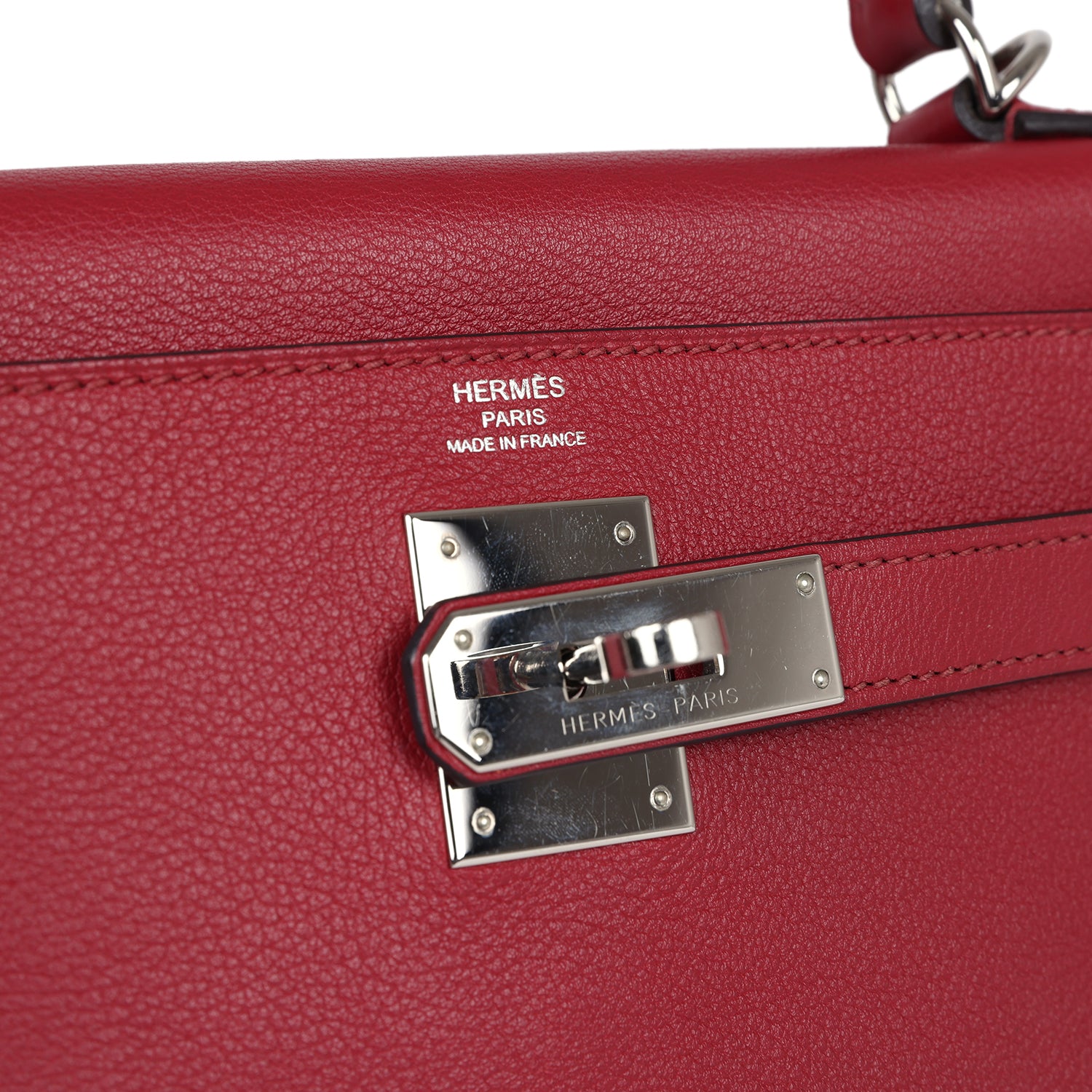 Pre-owned Hermes Kelly Retourne 28 Rouge Grenat Evercolor Palladium Hardware - Bob Flawless Skincare 