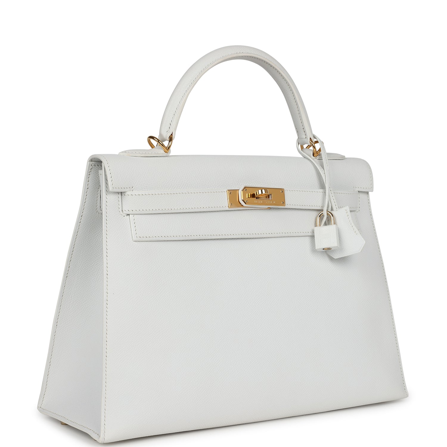 Pre-owned Hermes Kelly Sellier 32 White Epsom Gold Hardware - Bob Flawless Skincare 