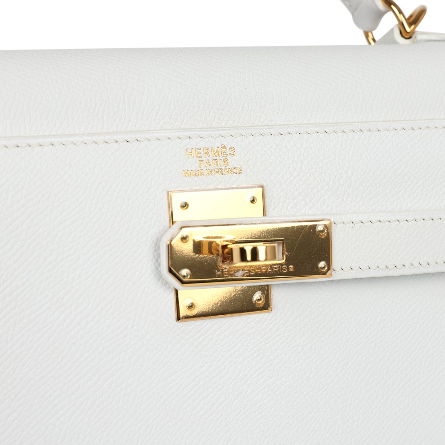 Pre-owned Hermes Kelly Sellier 32 White Epsom Gold Hardware - Bob Flawless Skincare 