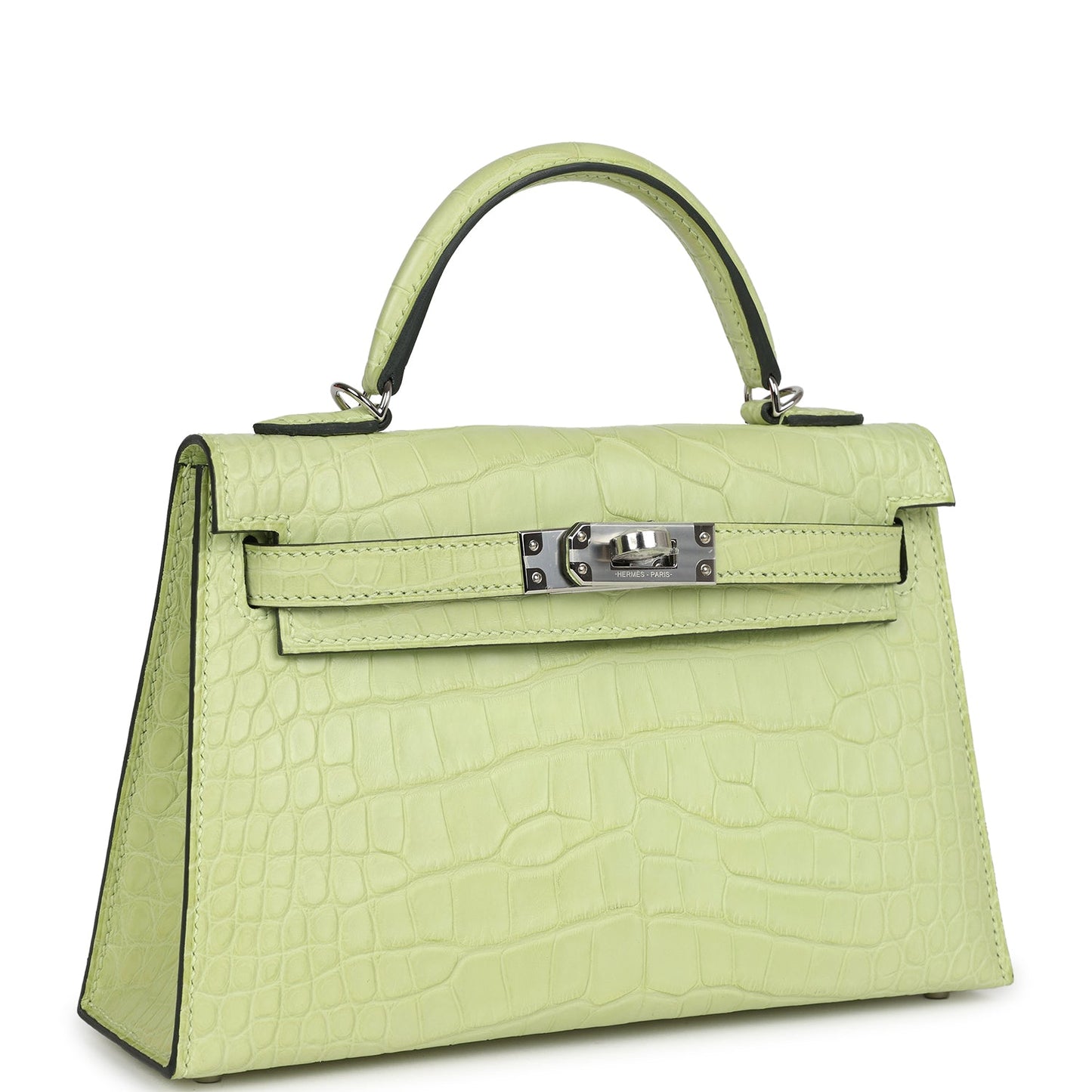 Hermes Kelly Sellier 20 Jaune Bourgeon Matte Alligator Palladium Hardware - Bob Flawless Skincare 