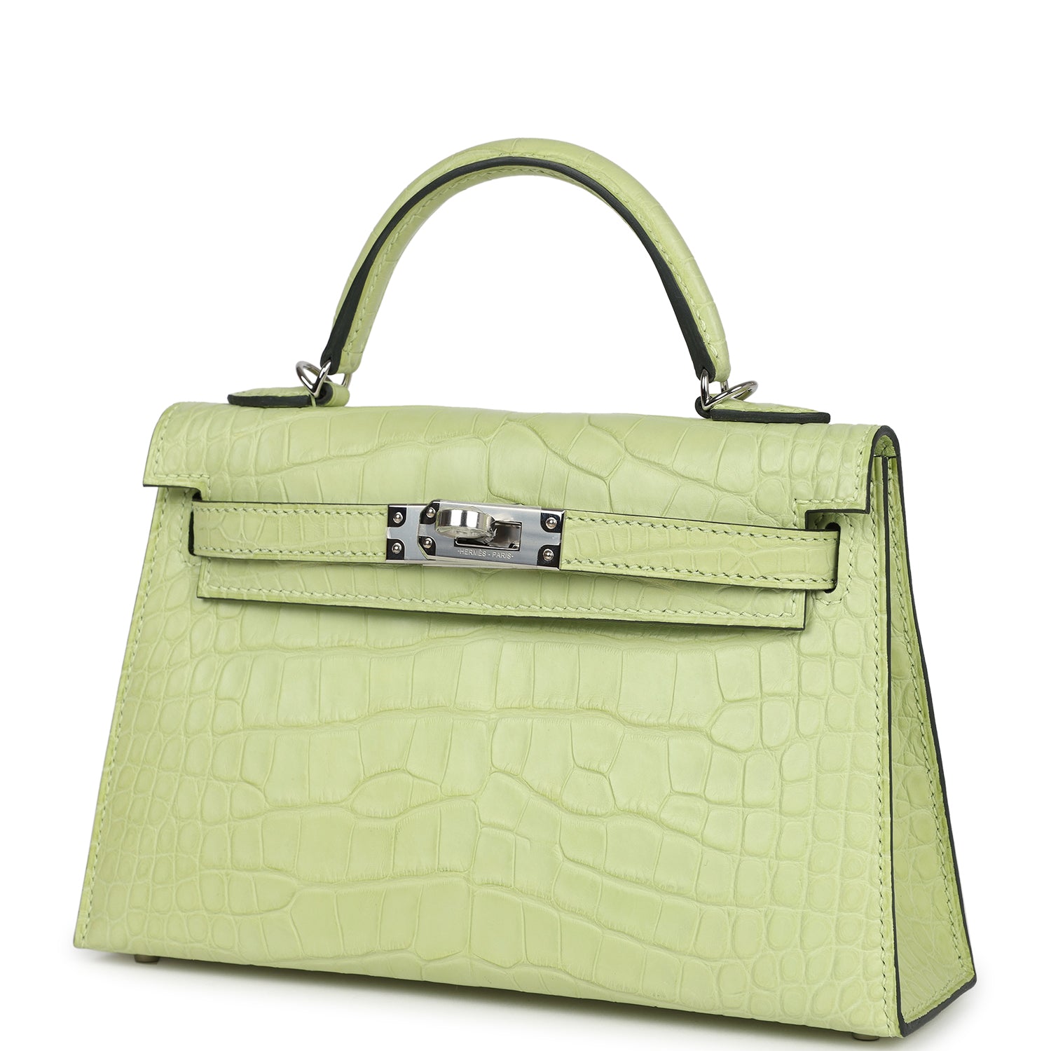 Hermes Kelly Sellier 20 Jaune Bourgeon Matte Alligator Palladium Hardware - Bob Flawless Skincare 