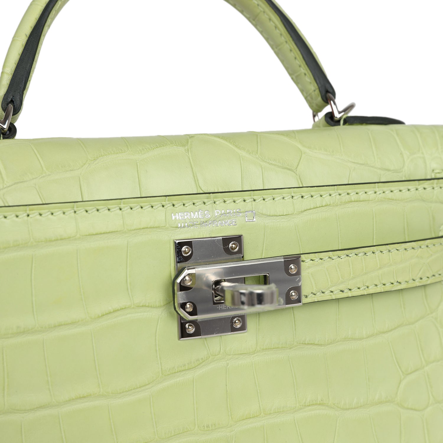 Hermes Kelly Sellier 20 Jaune Bourgeon Matte Alligator Palladium Hardware - Bob Flawless Skincare 