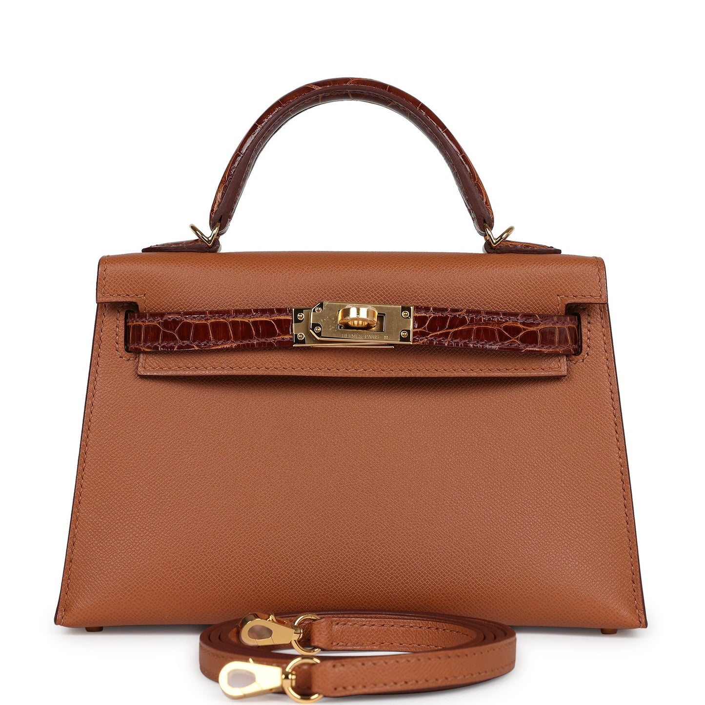 Hermes Kelly Sellier 20 Gold Madame & Miel Shiny Alligator Touch Gold Hardware - Bob Flawless Skincare 