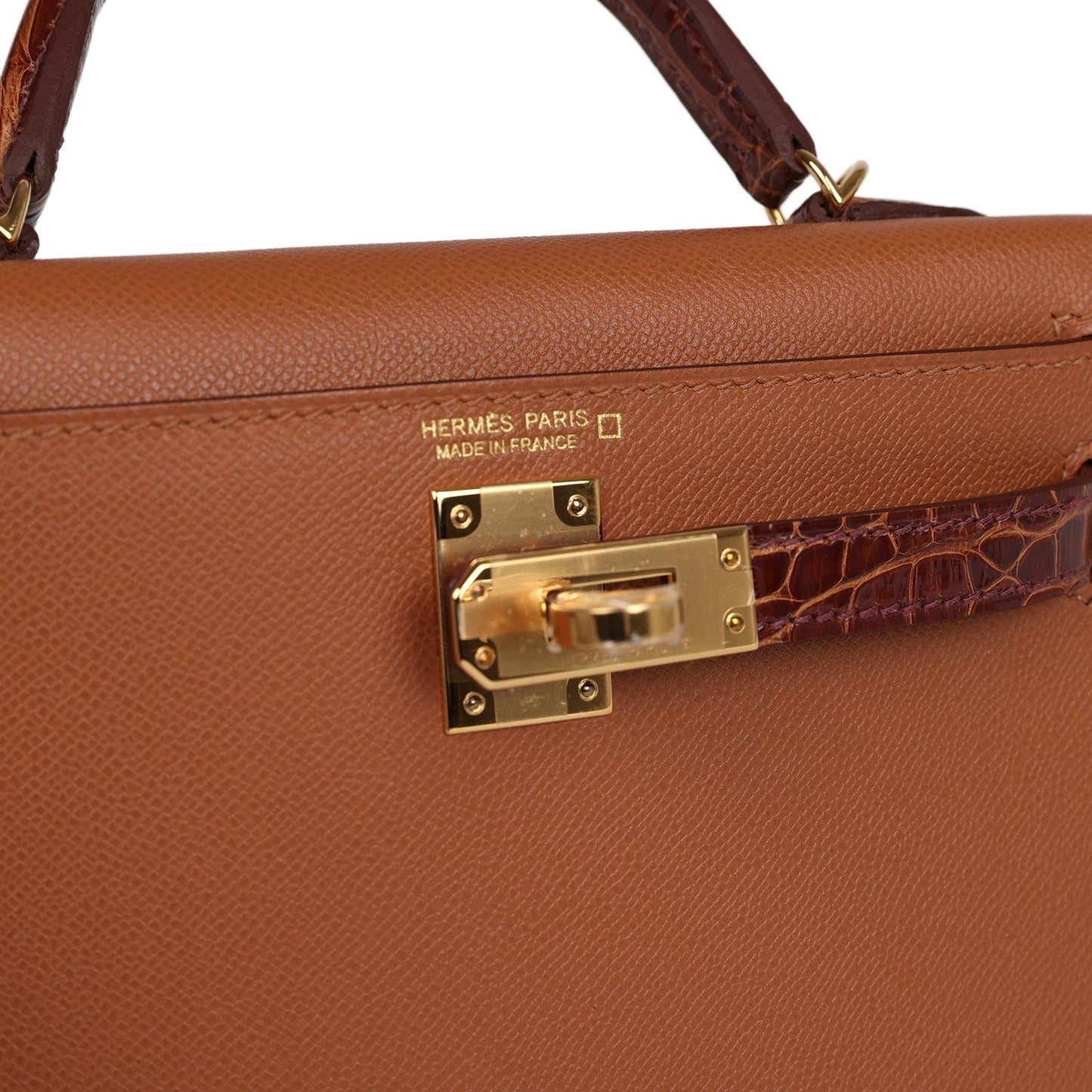 Hermes Kelly Sellier 20 Gold Madame & Miel Shiny Alligator Touch Gold Hardware - Bob Flawless Skincare 