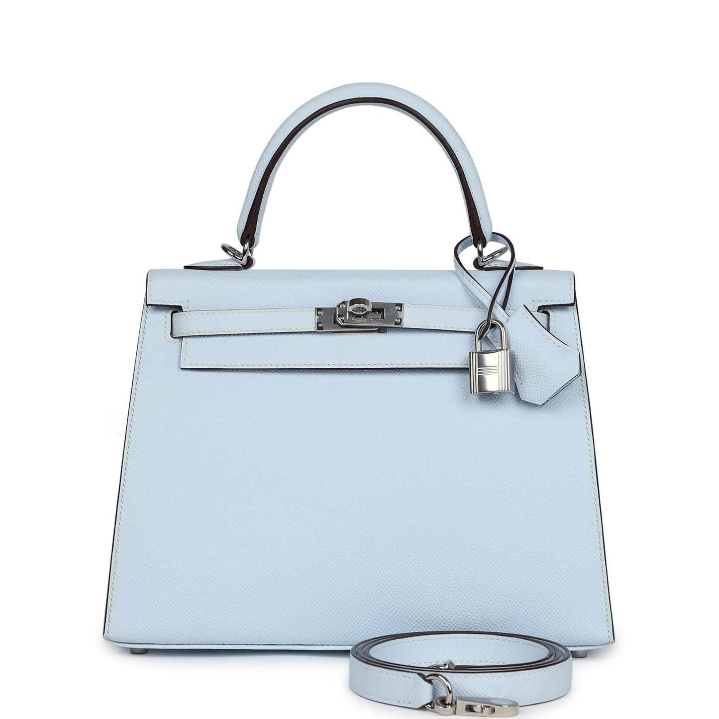 Hermes Kelly Sellier 25 Bleu Brume Epsom Palladium Hardware - Bob Flawless Skincare 