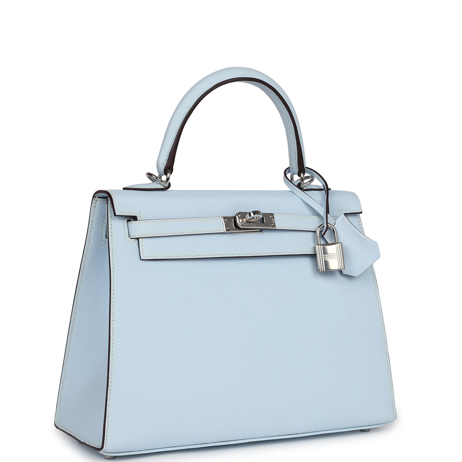 Hermes Kelly Sellier 25 Bleu Brume Epsom Palladium Hardware - Bob Flawless Skincare 