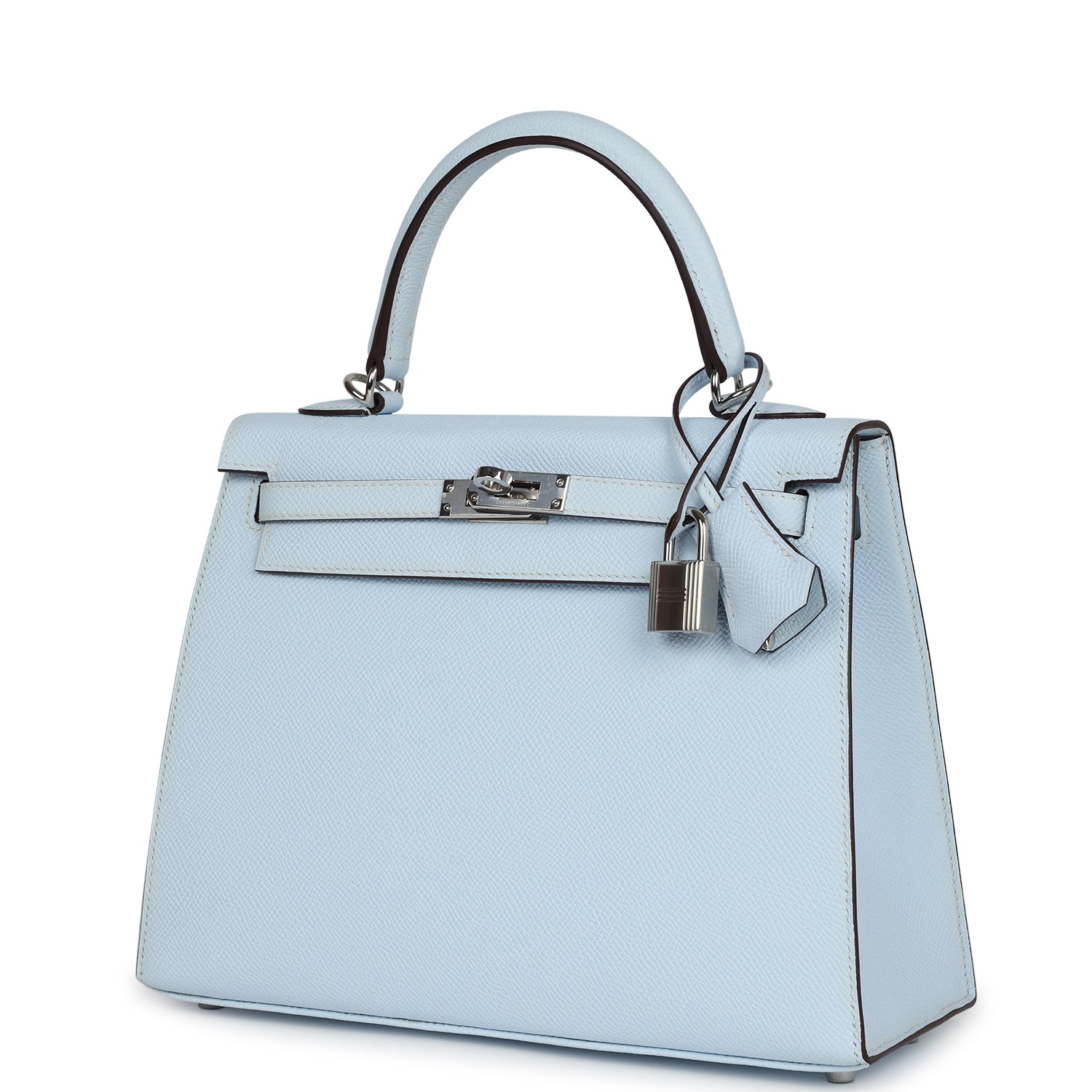 Hermes Kelly Sellier 25 Bleu Brume Epsom Palladium Hardware - Bob Flawless Skincare 