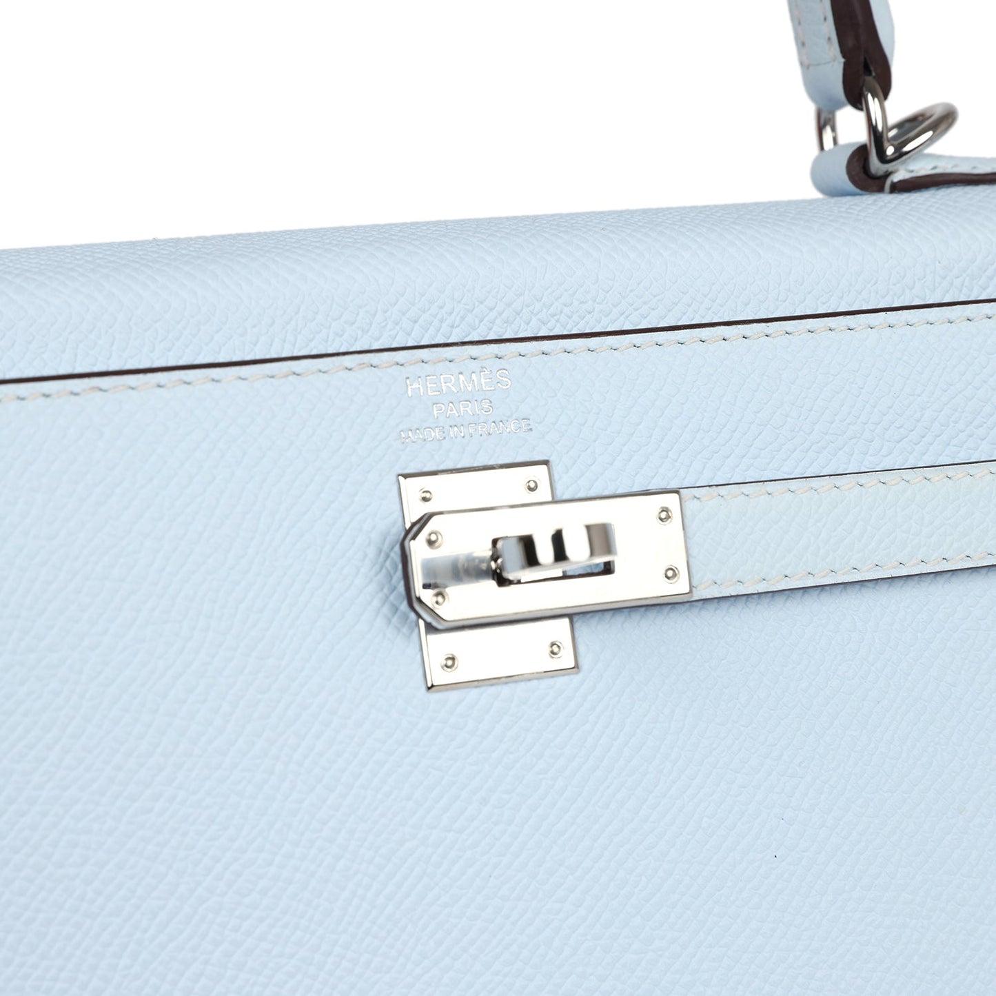 Hermes Kelly Sellier 25 Bleu Brume Epsom Palladium Hardware - Bob Flawless Skincare 