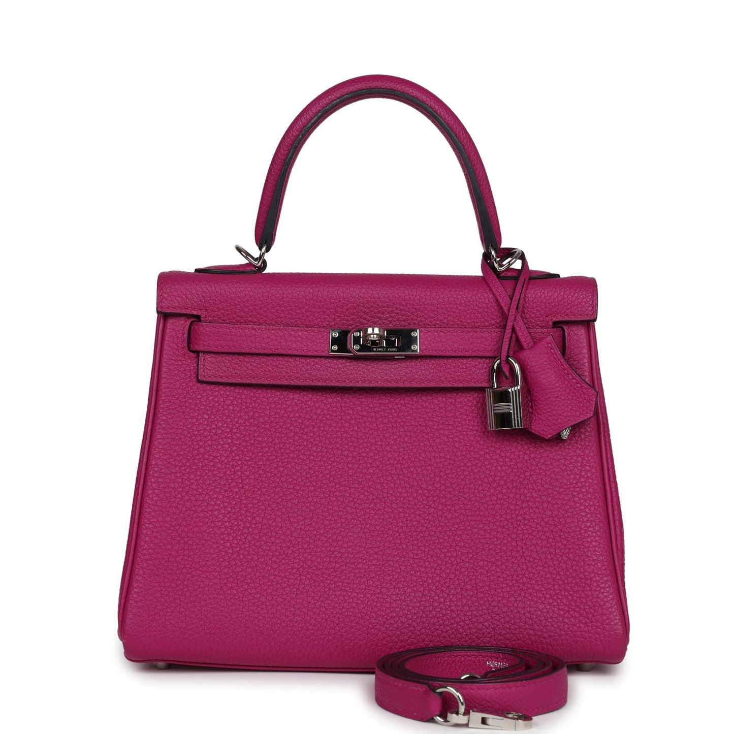 Pre-owned Hermes Kelly Retourne 25 Rose Pourpre Togo Palladium Hardware - Bob Flawless Skincare 