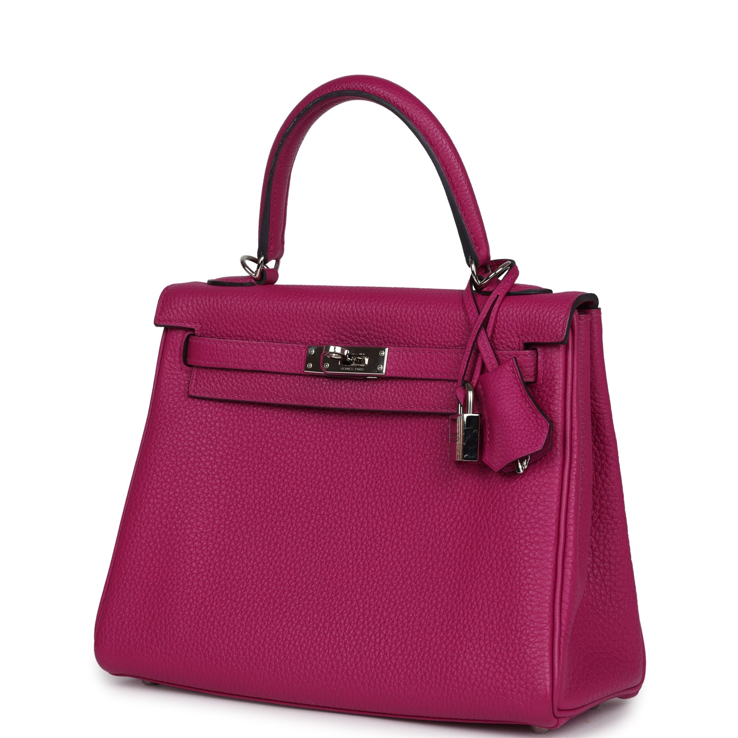 Pre-owned Hermes Kelly Retourne 25 Rose Pourpre Togo Palladium Hardware - Bob Flawless Skincare 