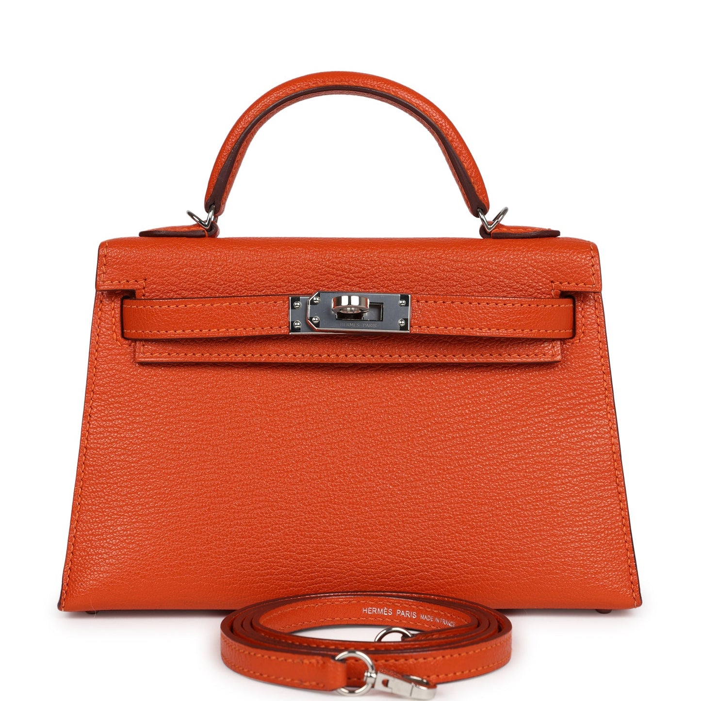 Pre-owned Hermes Kelly Sellier 20 Feu Verso Chevre Palladium Hardware - Bob Flawless Skincare 