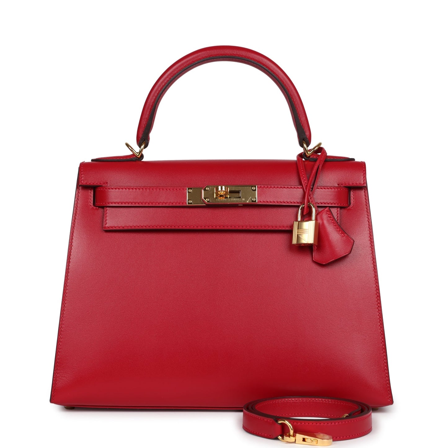 Hermes Kelly Sellier 28 Rouge Vif Tadelakt Gold Hardware - Bob Flawless Skincare 