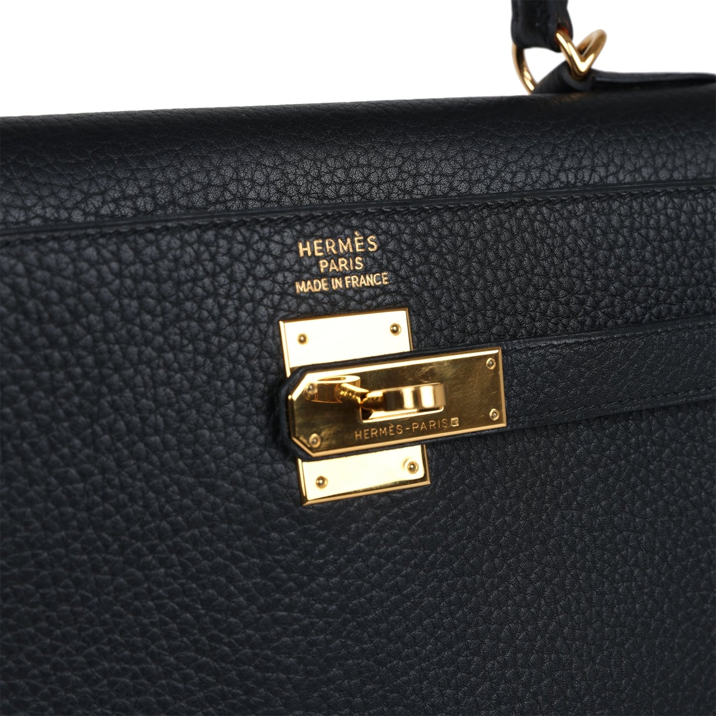 Vintage Hermes Kelly Sellier 35 Black Fjord Gold Hardware - Bob Flawless Skincare 