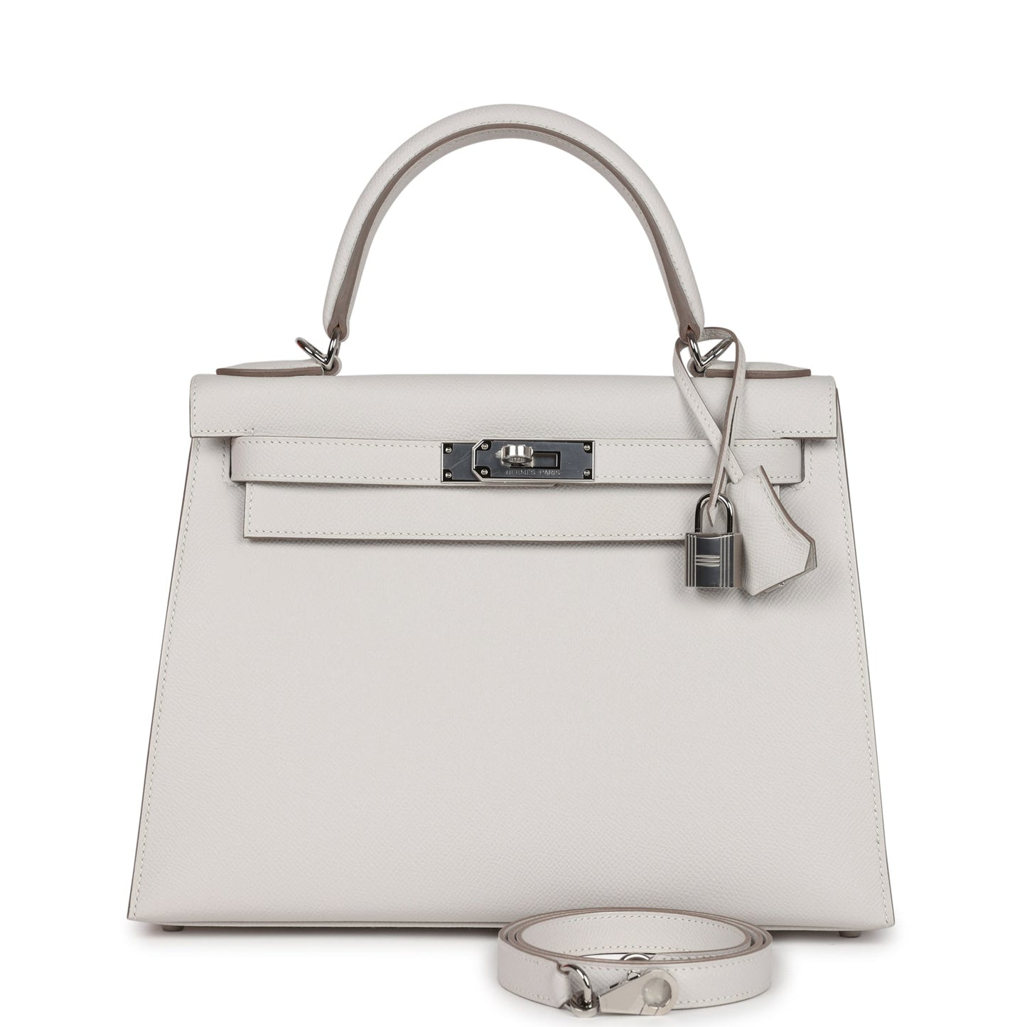 Hermes Kelly Sellier 28 Gris Pale Epsom Palladium Hardware - Bob Flawless Skincare 