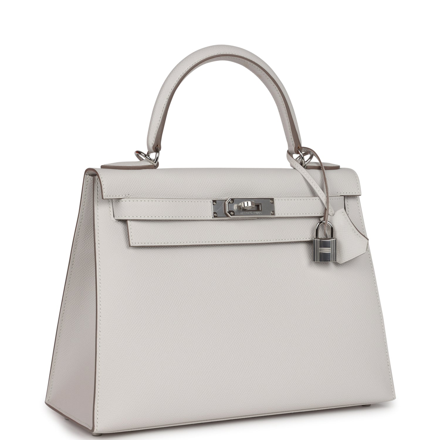 Hermes Kelly Sellier 28 Gris Pale Epsom Palladium Hardware - Bob Flawless Skincare 