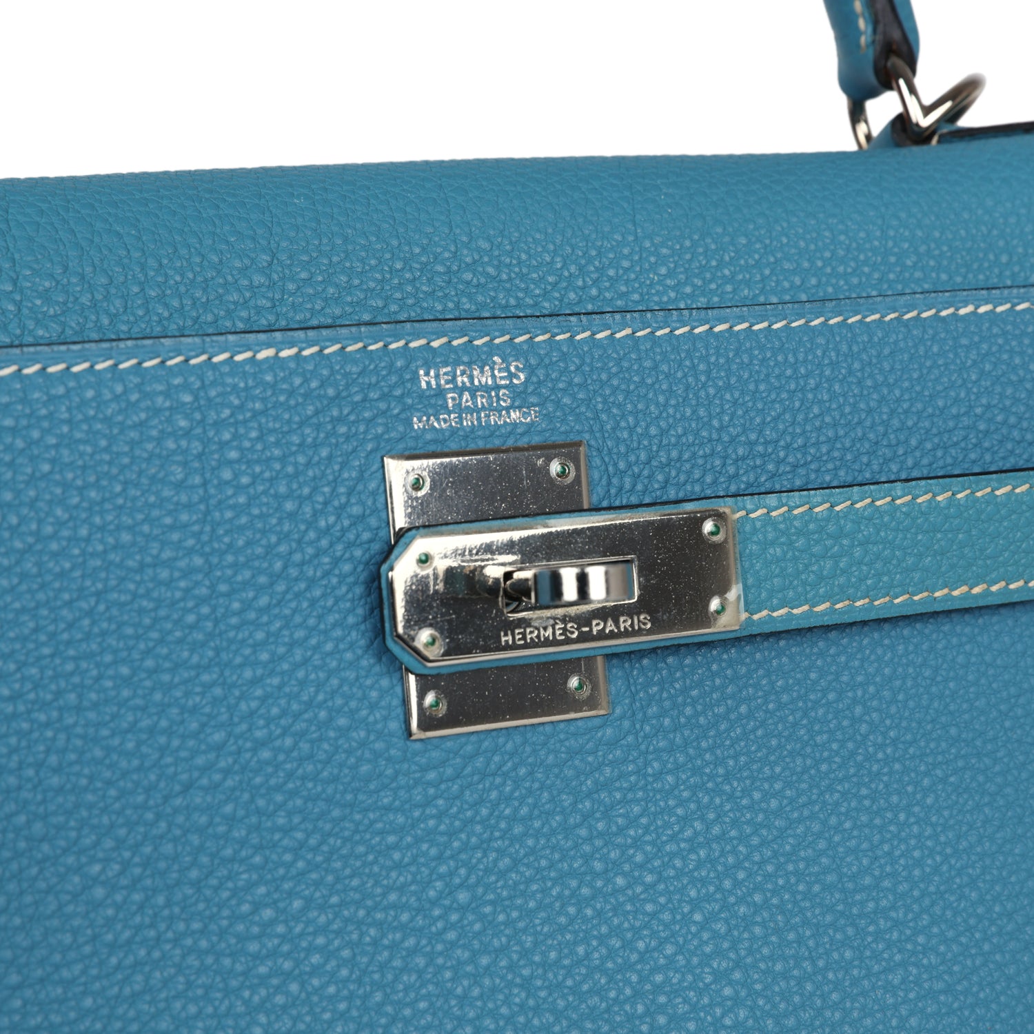 Vintage Hermes Kelly Retourne 32 Blue Jean Fjord Palladium Hardware - Bob Flawless Skincare 