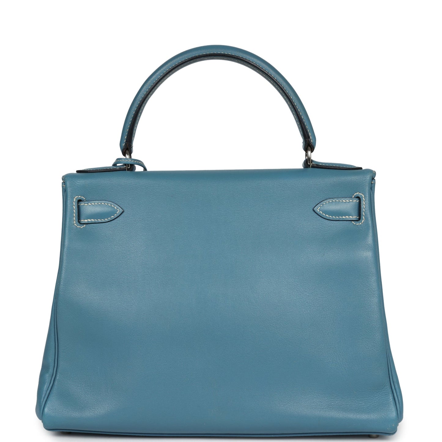 Vintage Hermes Kelly Retourne 28 Blue Jean Gulliver Palladium Hardware - Bob Flawless Skincare 