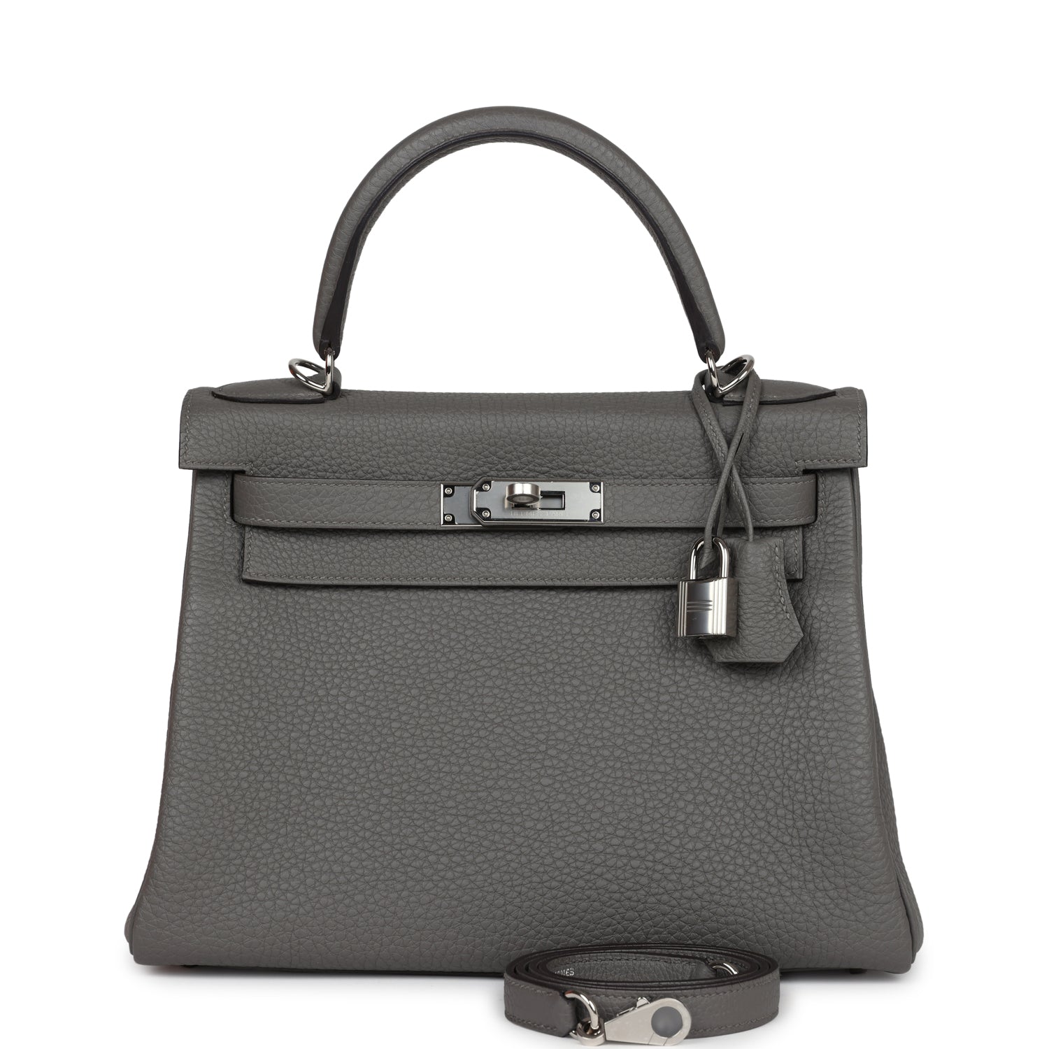 Hermes Kelly Retourne 28 Gris Meyer Clemence Palladium Hardware - Bob Flawless Skincare 