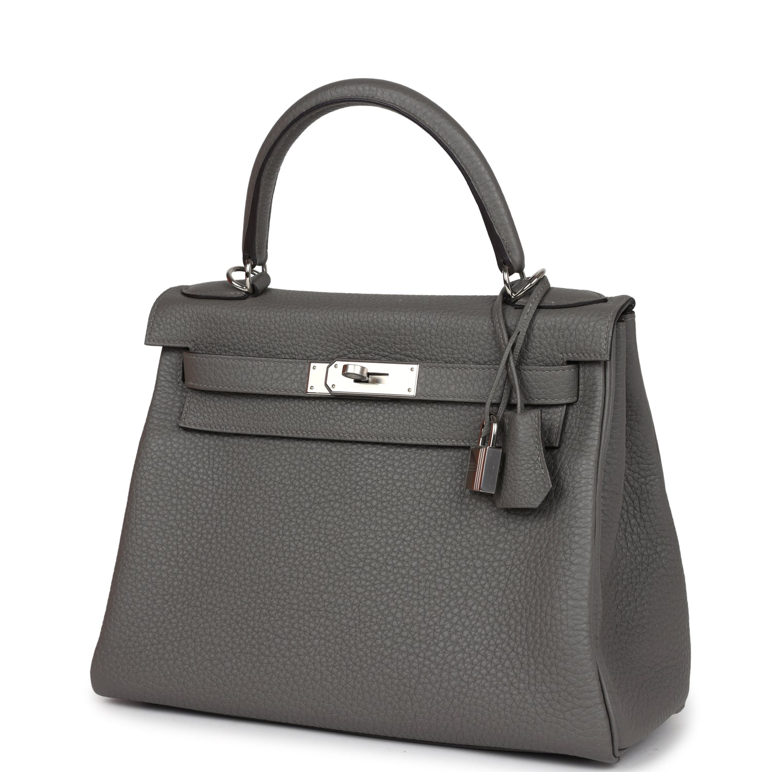 Hermes Kelly Retourne 28 Gris Meyer Clemence Palladium Hardware - Bob Flawless Skincare 